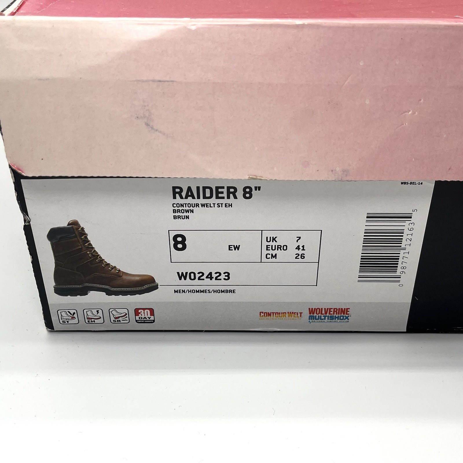 Wolverine Boots Men’s Sz 8 Extra Wide Steel Toe Raider Work Boot Leather EH NEW