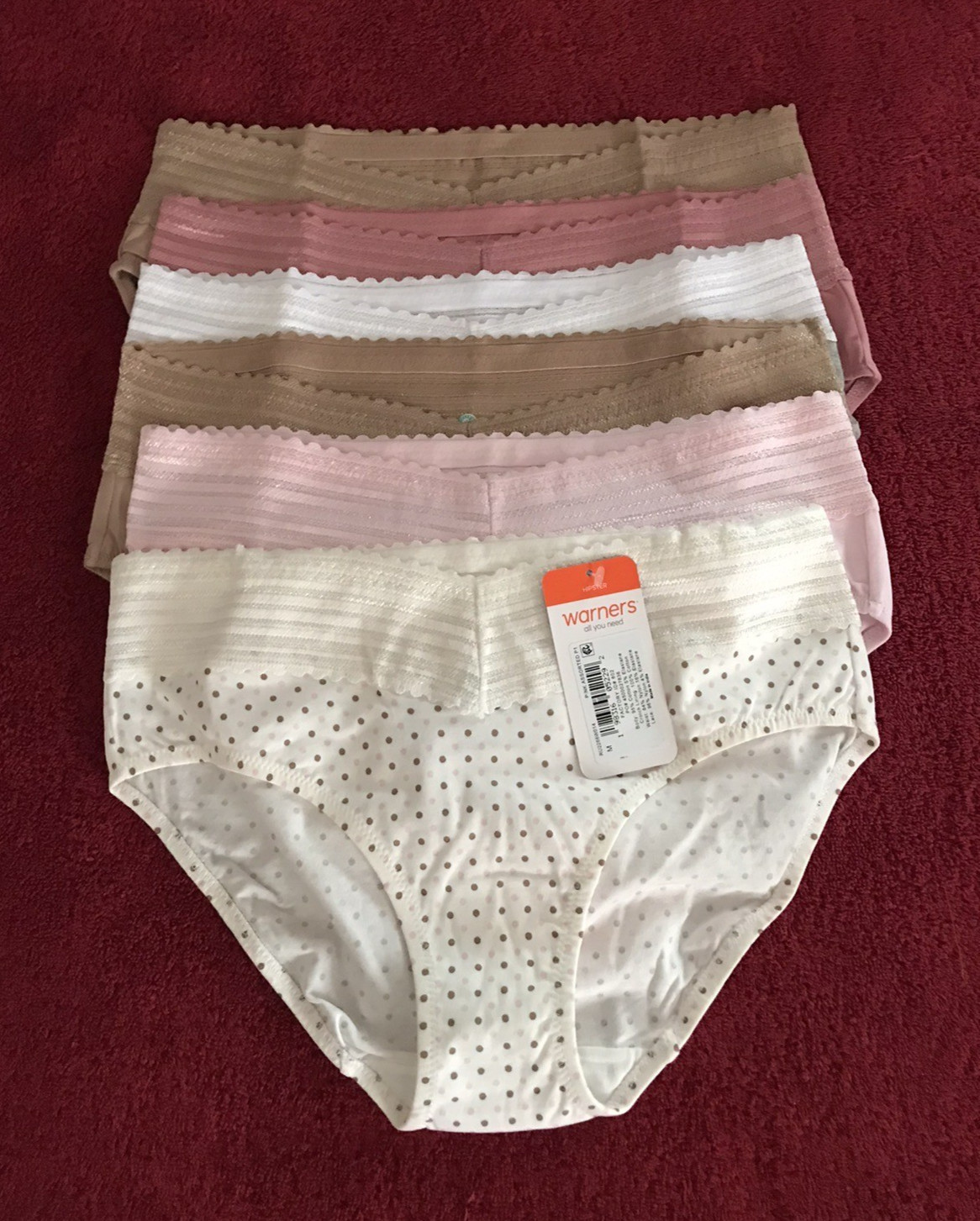 Warners Hipster Panties Underwear Lace Top (6-Pack) Women’s Sz M Cotton Stretch