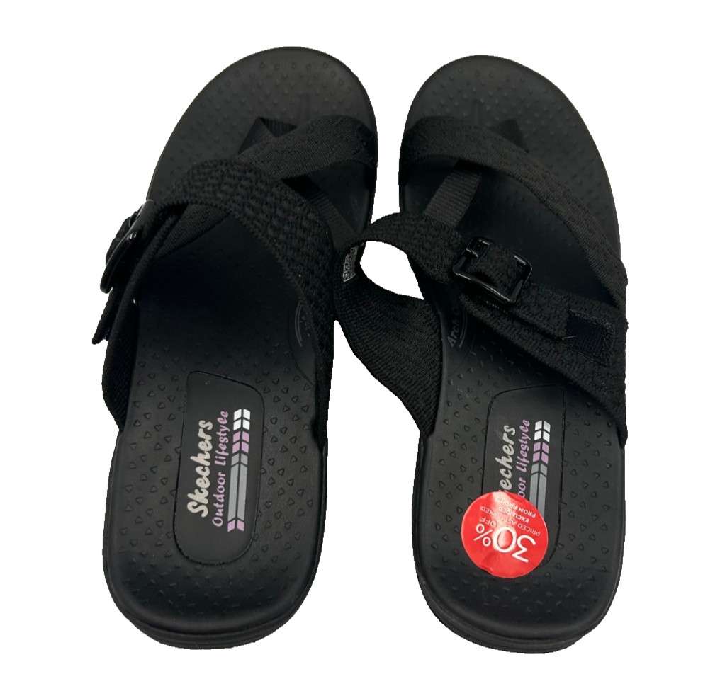 Skechers Women’s Reggae Cup Coffee Date Slip On Sandals Black Size:6.5 78i