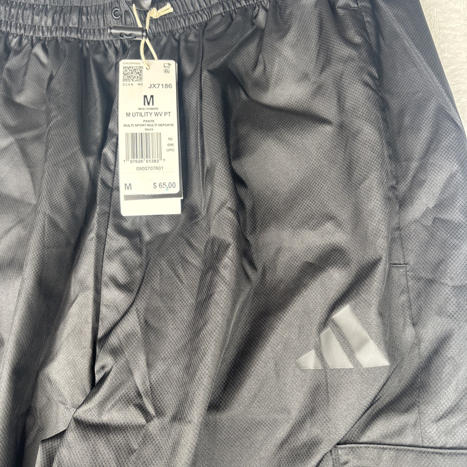 adidas Men City Tech Utility Woven Pants Cargo Black 3 Stripe Loose Size Medium