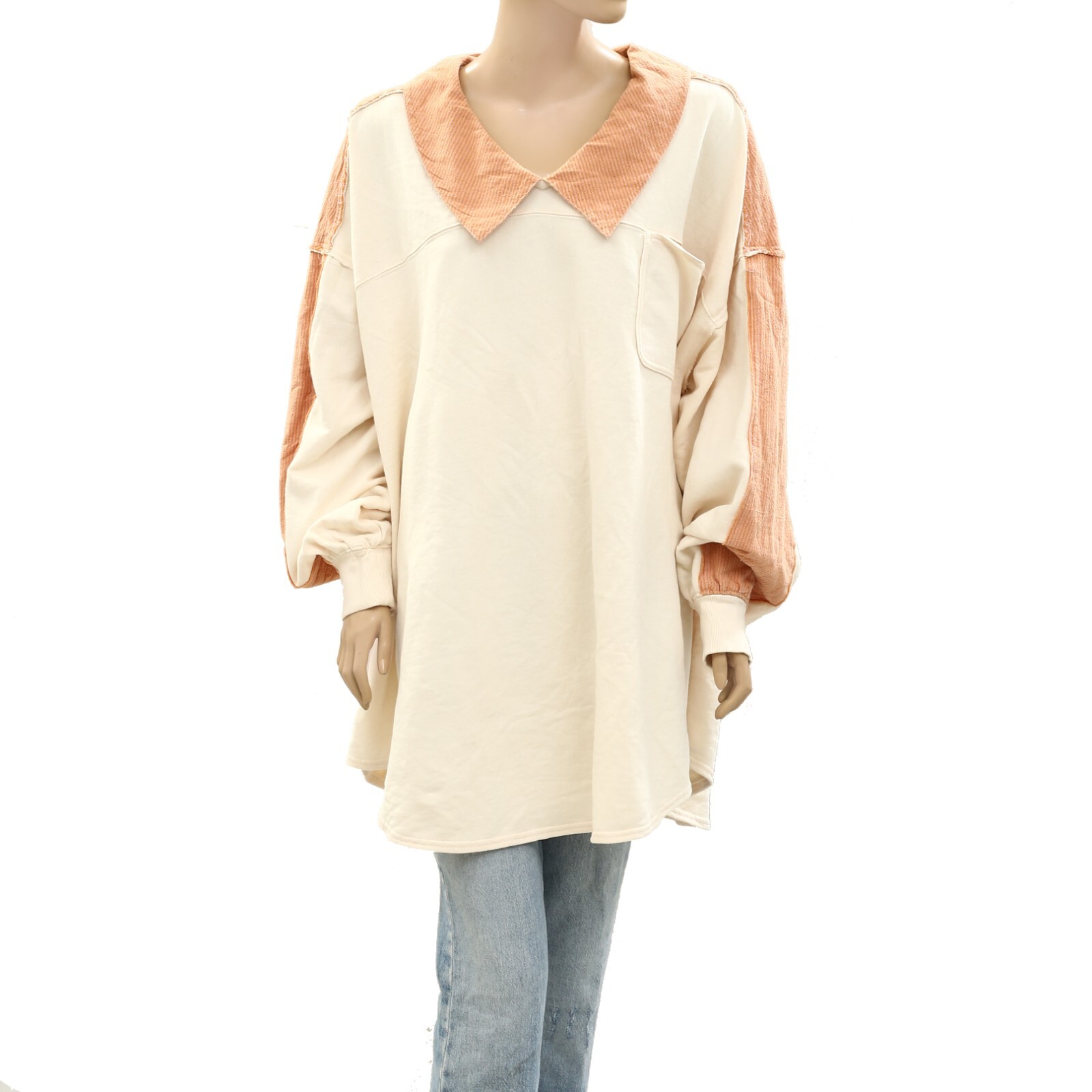 Free People Madeleine Sweatshirt Pullover Top Striped Oversized Slouchy L 271299