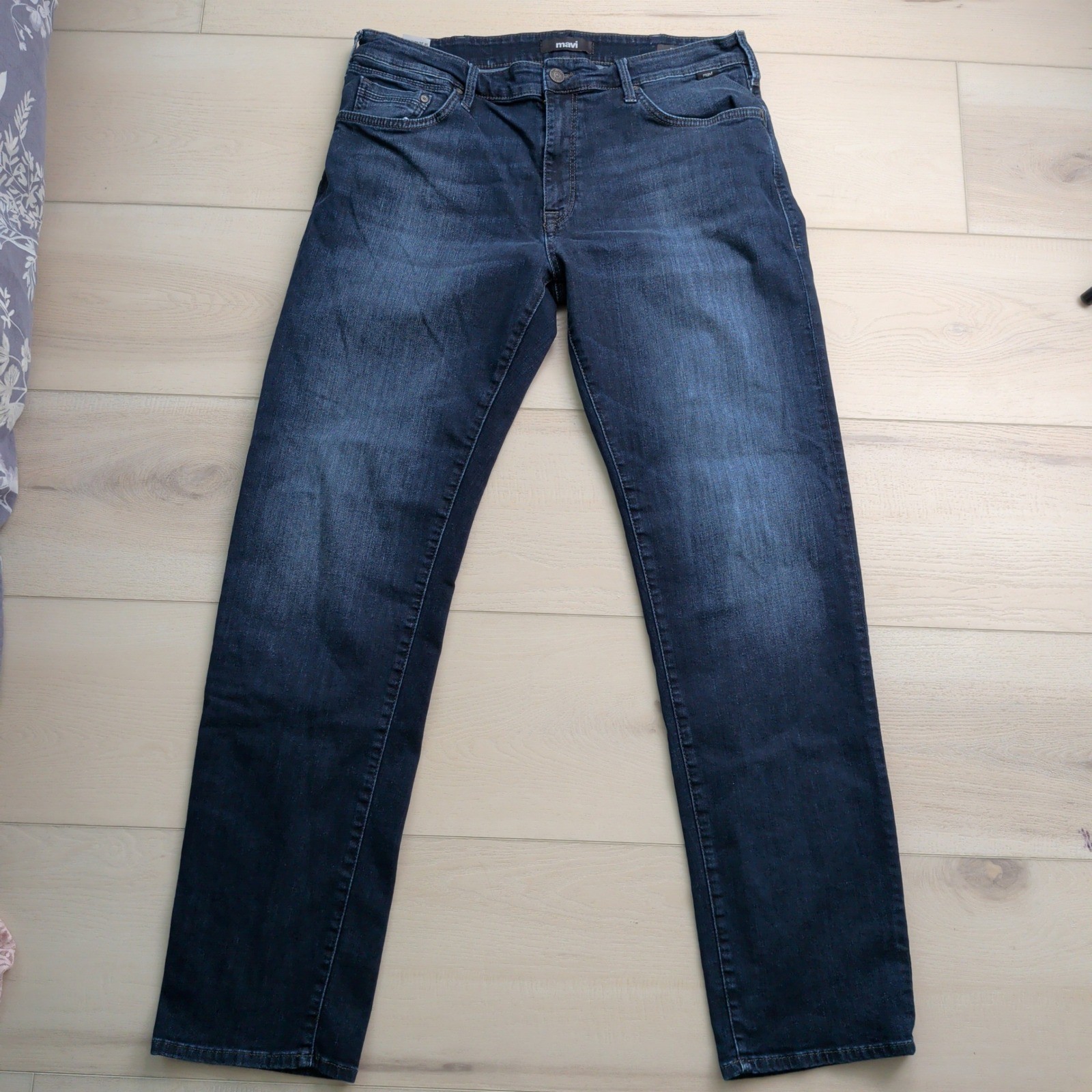 Mavi Zach Straight Leg Jeans Mens 38×34 Dark Wash Indigo Blue Stretch Denim