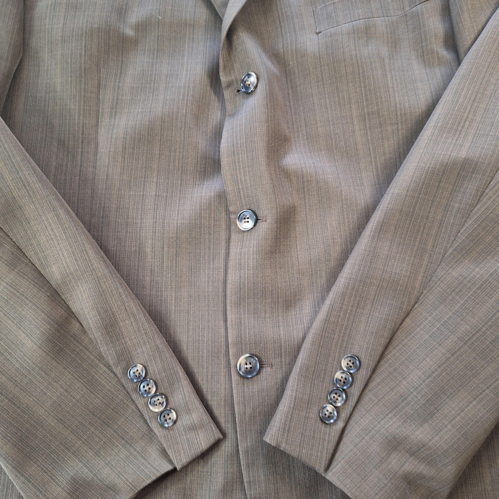 Lineage Suit Jacket Mens 48 Extra Long Brown Stripe Double Vent 3 Button Formal