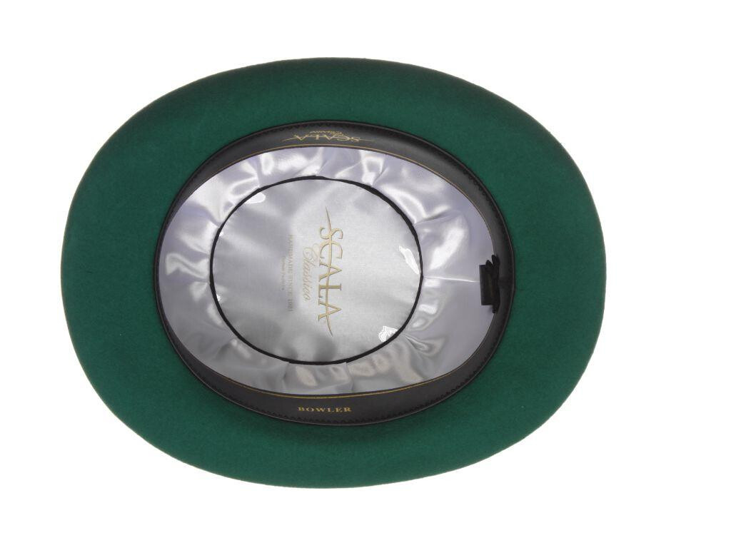 “St Patrick’s Day” Low Crown Lined Wool Felt Bowler by Scala, Color Kelly Green