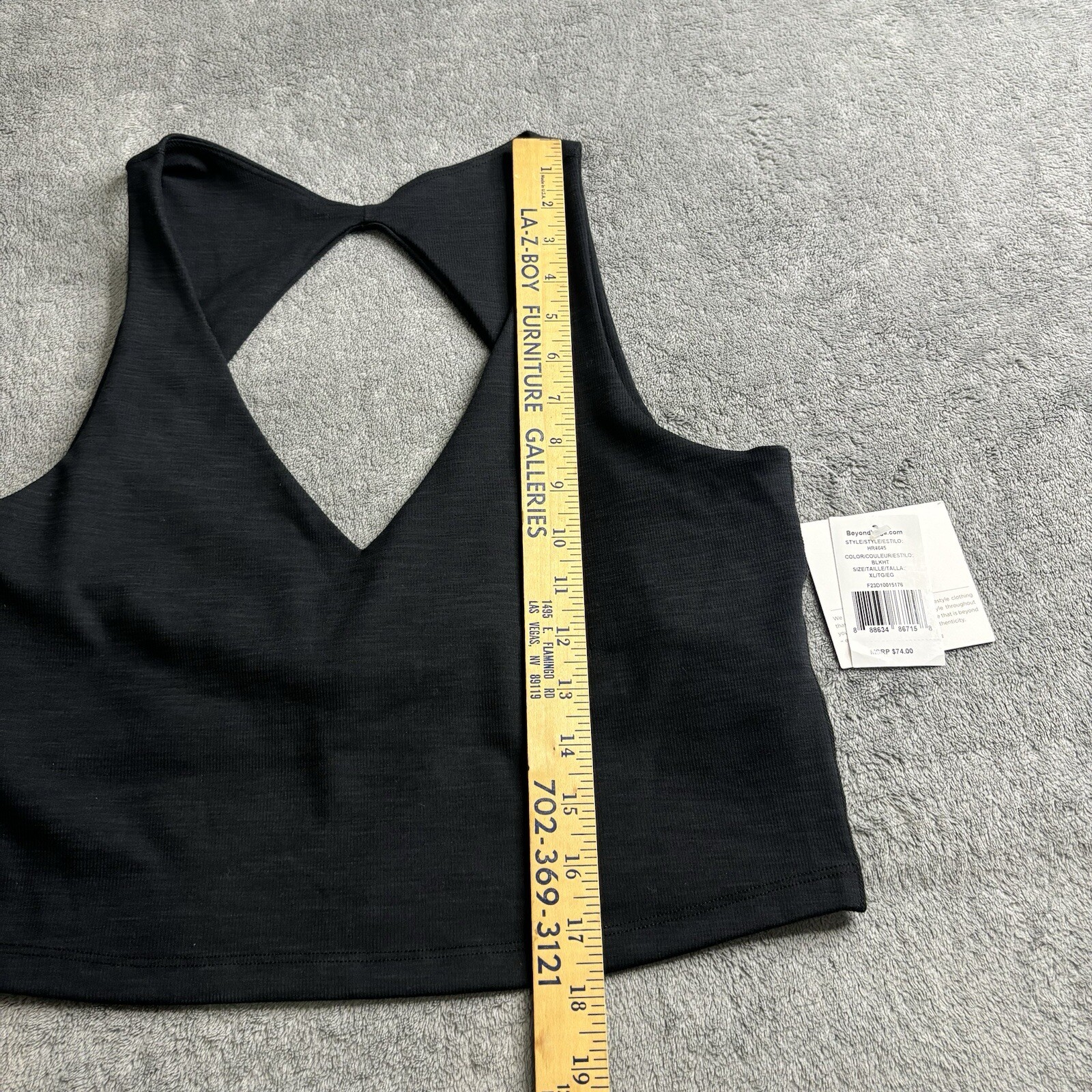 NWT Beyond Yoga Heather Rib Fresh Cut Cropped Tank Size XL Black Heather