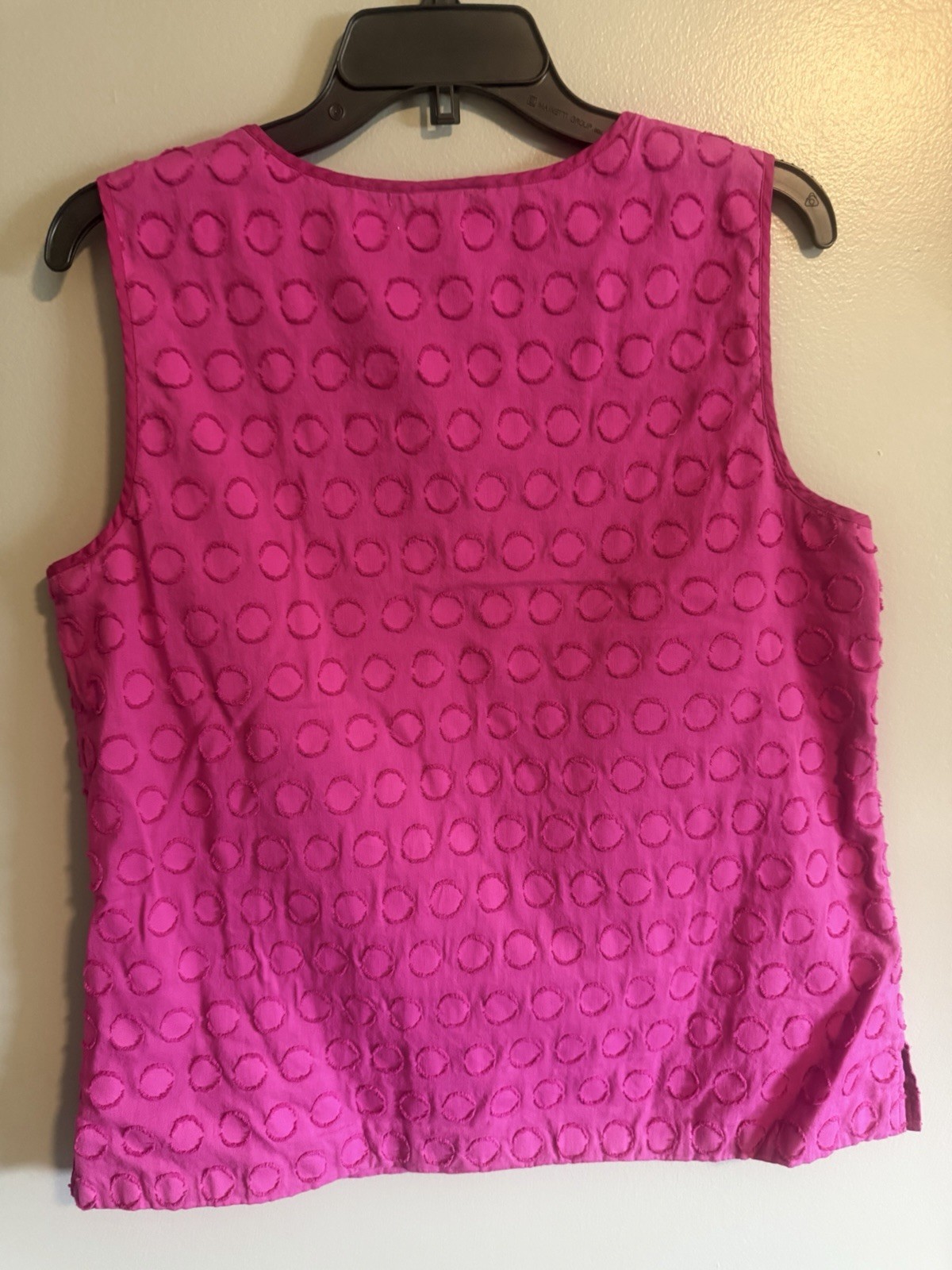 Talbots Pink Sleeveless Textured Circle Pattern Cotton Blouse Size 14