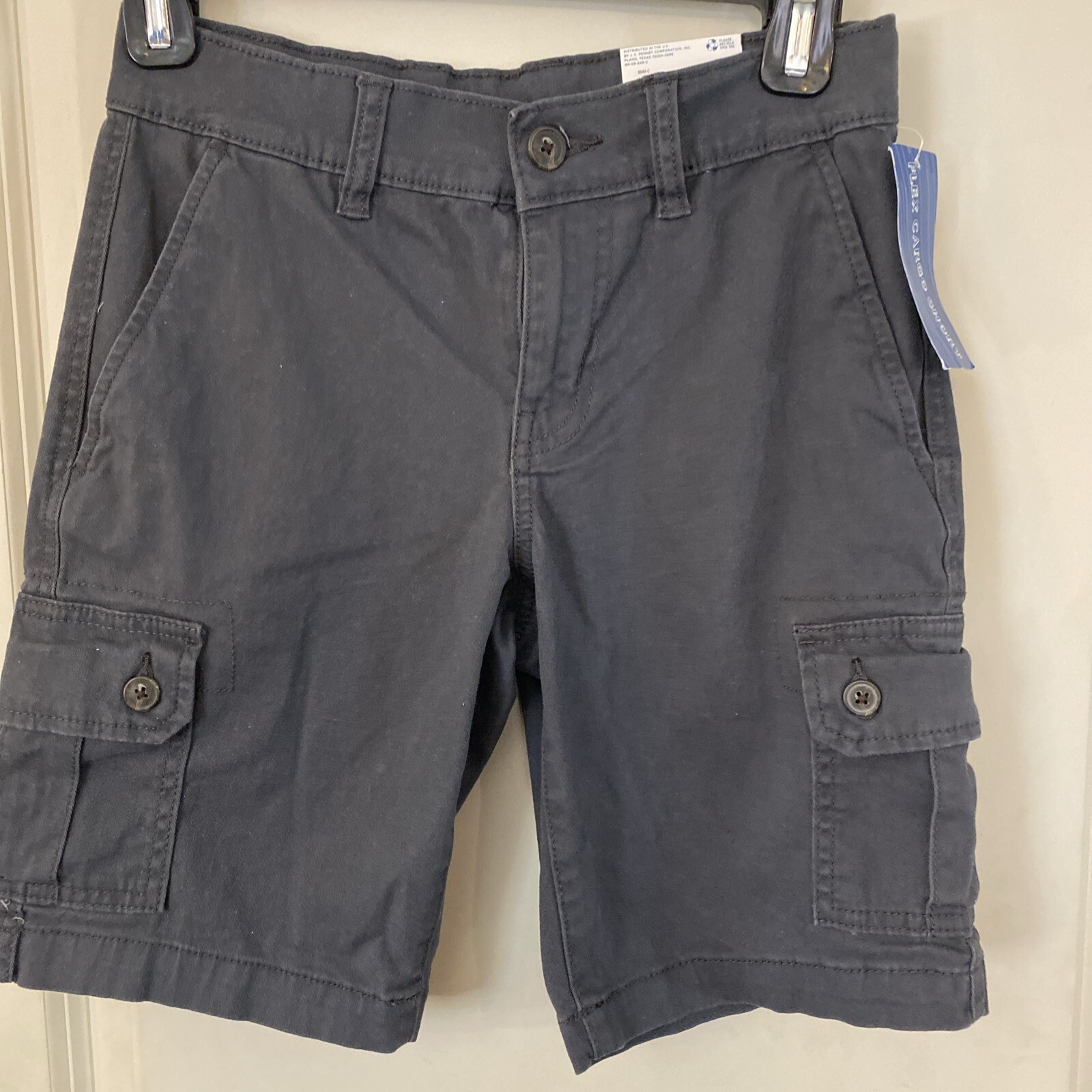 Size 12 Reg Boys ARIZONA JEAN CO Flex Cargo Shorts Dark Gray Vienna Smoke NWT