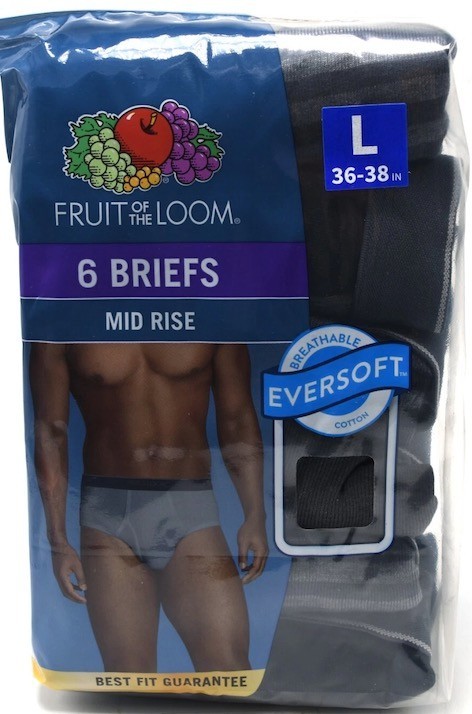 Fruit of the Loom Men’s Fashion Pattern Briefs Underwear ( 6 Pack Gray Stripes)