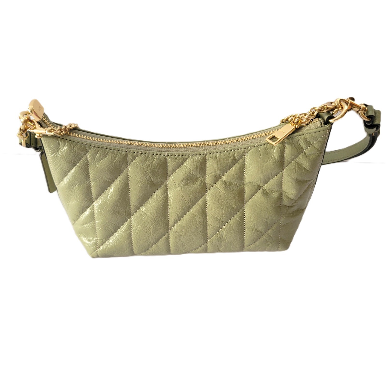 Coach CDZ88 Caitlin Shoulder Bag Glazed Leather Quilting Pistachio