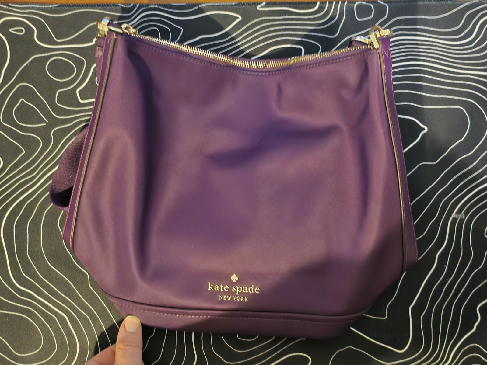 Kate Spade New York Purple Zip Shoulder Bag Medium Detachable Adjustable Strap