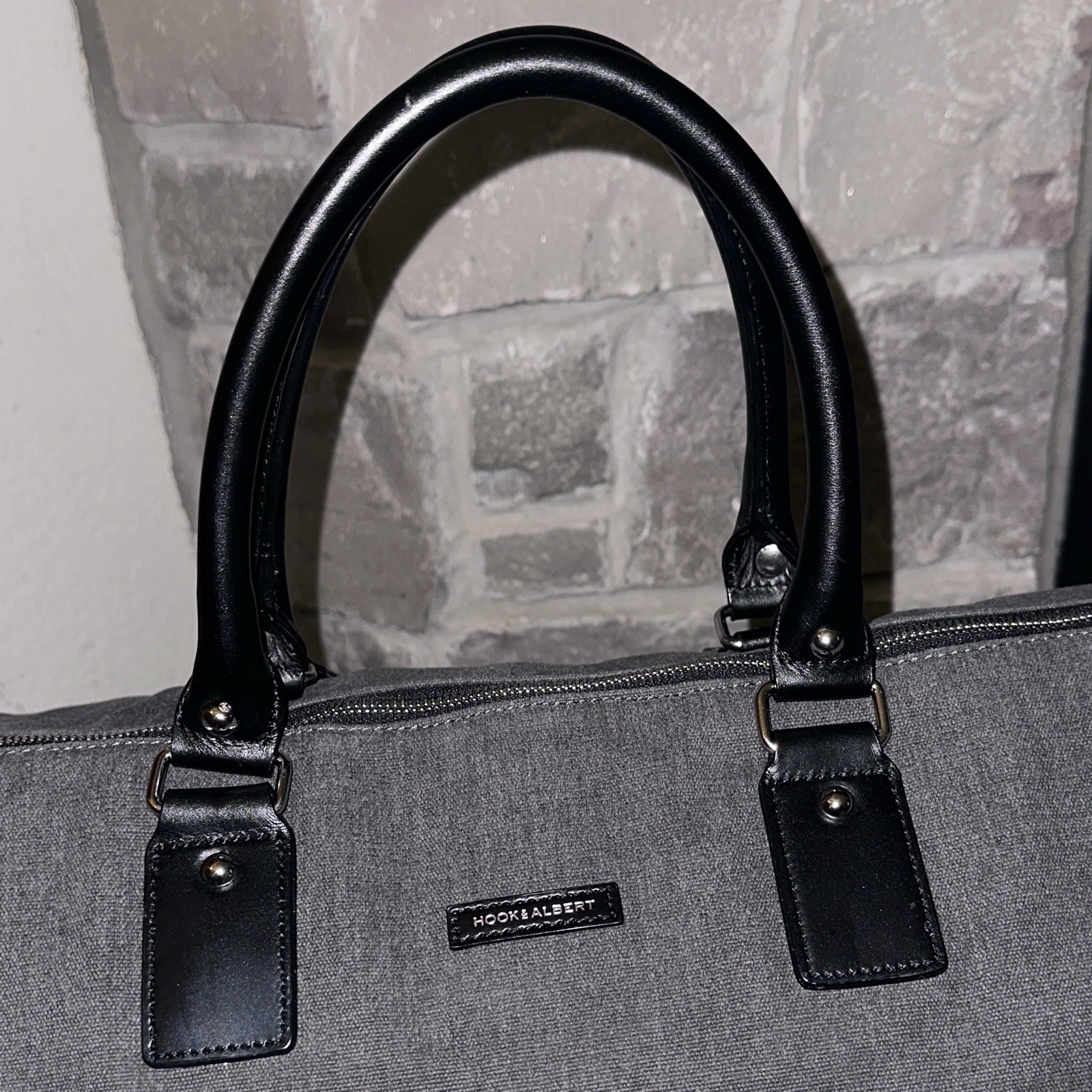 Mint Hook & Albert Canvas Leather 2-in-1 Garment Bag Weekender Duffle 22x13x10