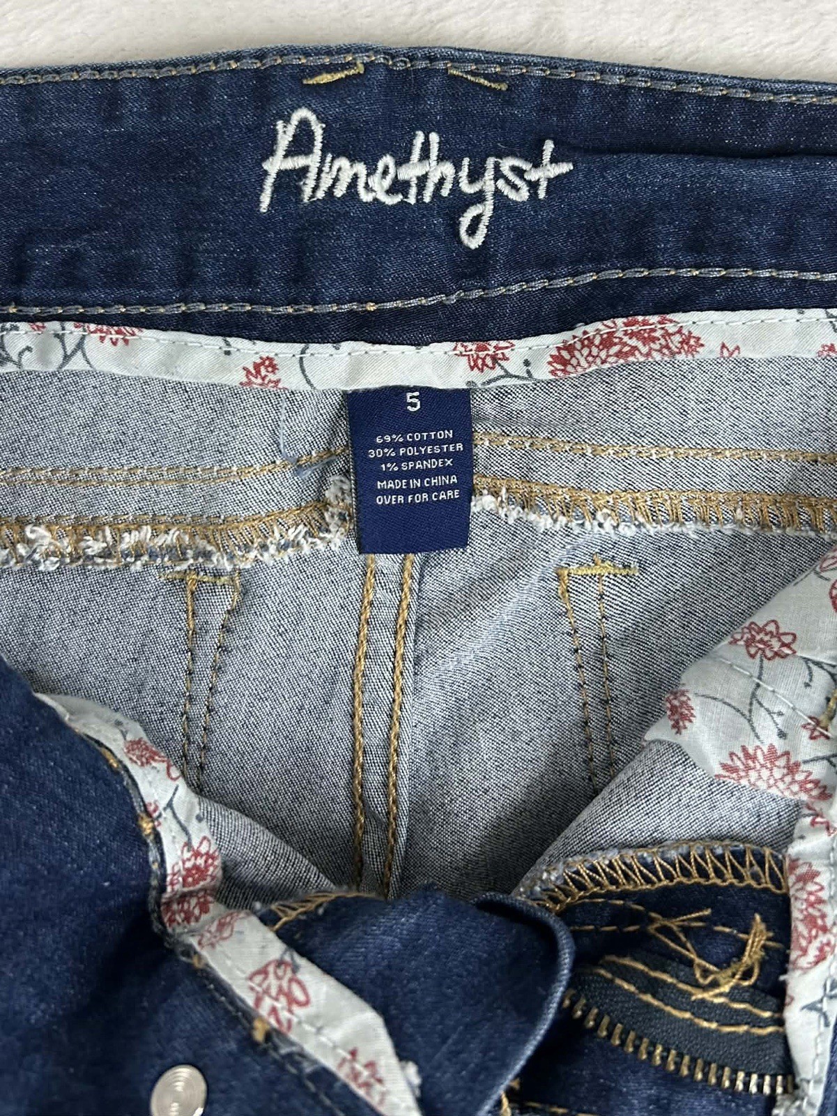 Amethyst Juniors Size 5 Dark Wash Bootcut Jeans Double Button Waist