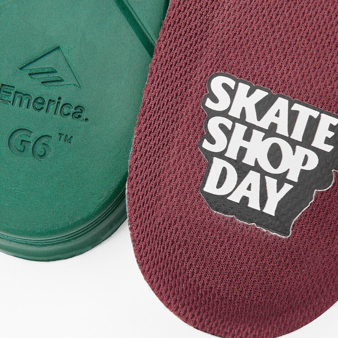 Emerica Dickson Skateshop Day White/Red/Gum Men’s Skateboard Inspired Sneakers