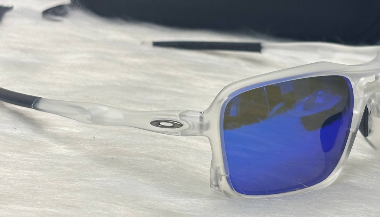 Oakley Triggerman Sunglasses Matte Clear Frame Prizm Polarized Deep Blue Lenses