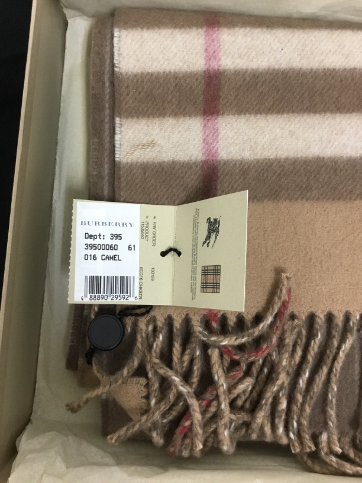 Burberry, Classic Giant Icon Check Cashmere Scarf, 64x 11.5 in, (SR675)