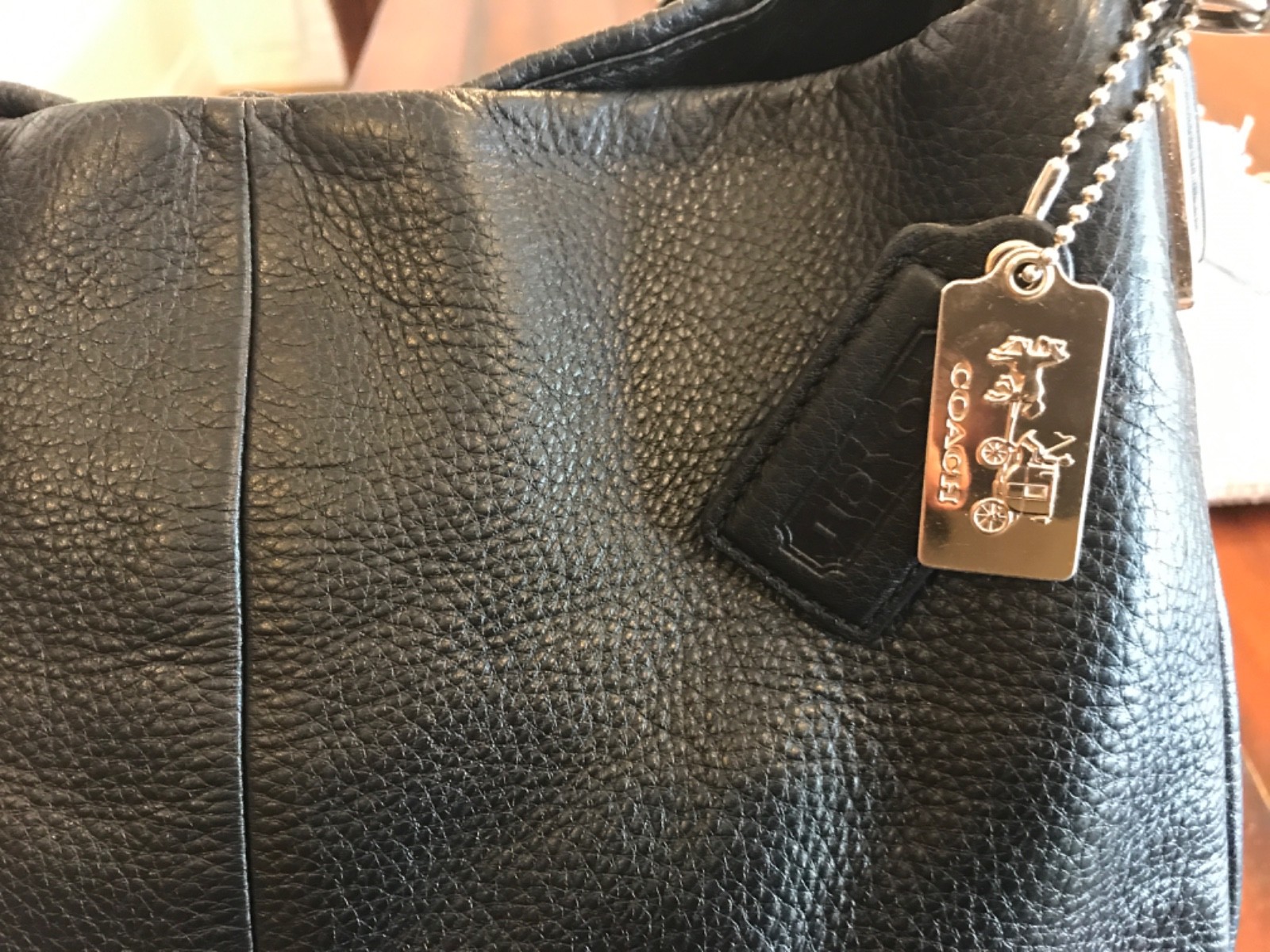 Coach Madison Phoebe Black Pebbled Leather Hobo Satchel Handbag