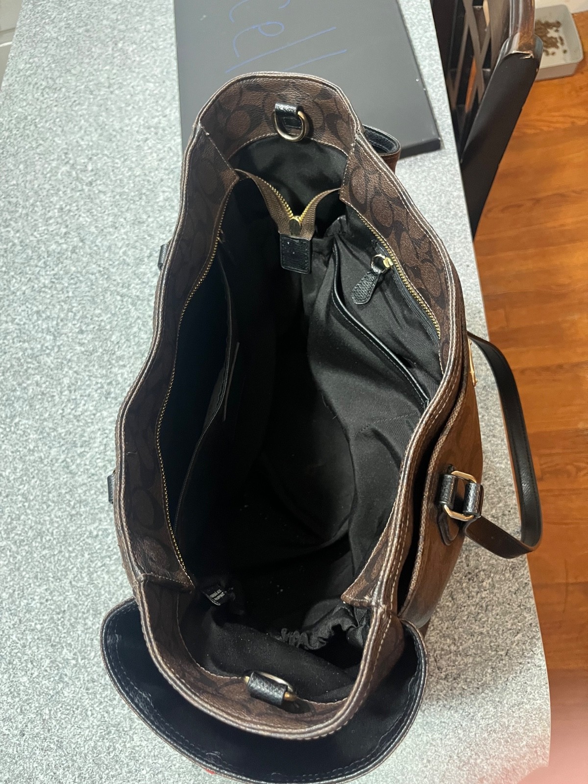 Designer Large Coach Monogram Baby Diaper Bag in Signature Canvas Crossbody Tote