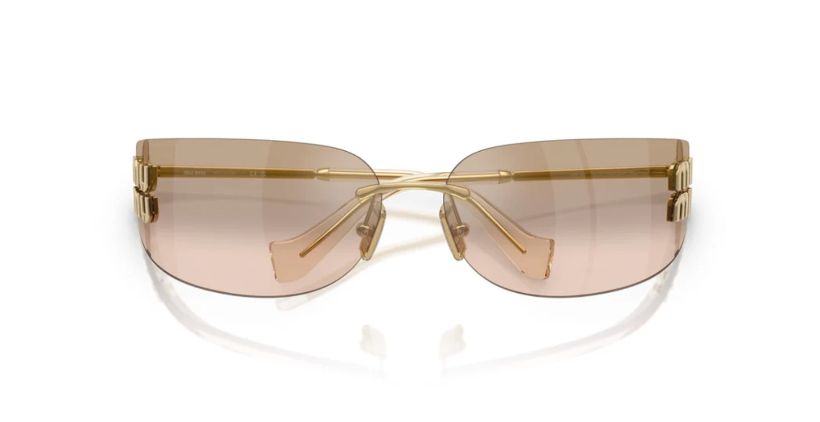 Miu Miu MU A51S 5AK20P Unisex Rectangle Sunglasses in Gold with Brown Lens 100%