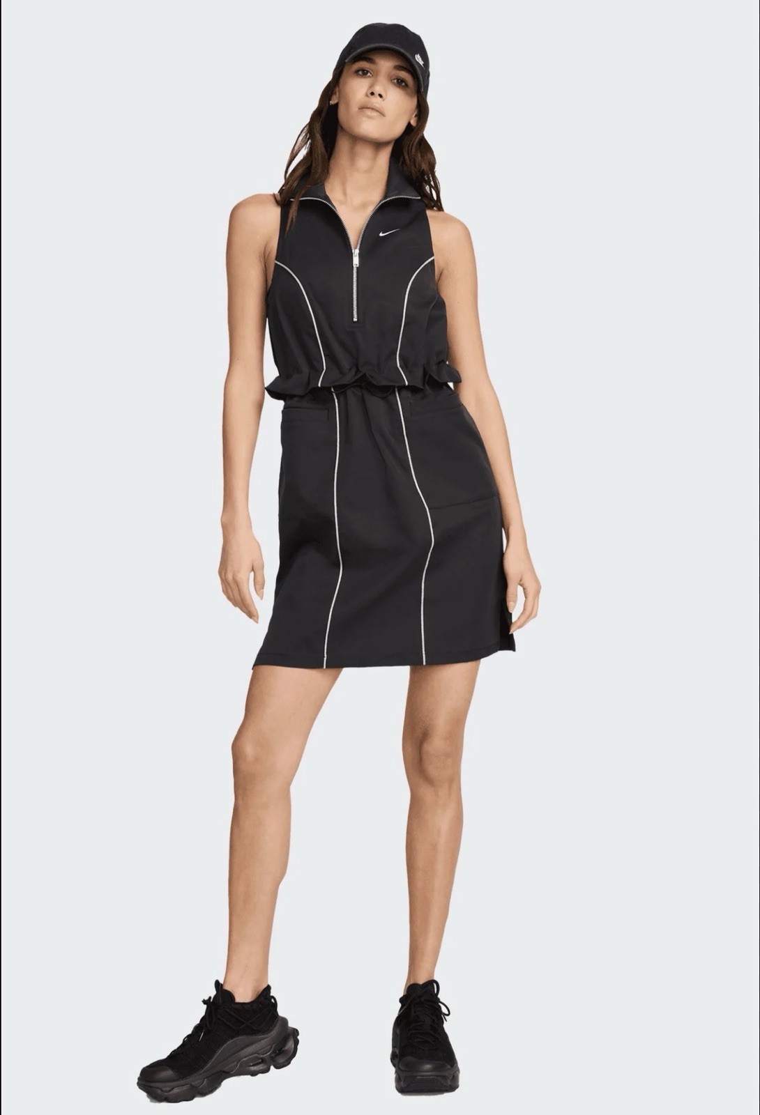 NWT NIKE Street Sleeveless Active Dress Zip Front Above Knee Black Small 4-6 $80
