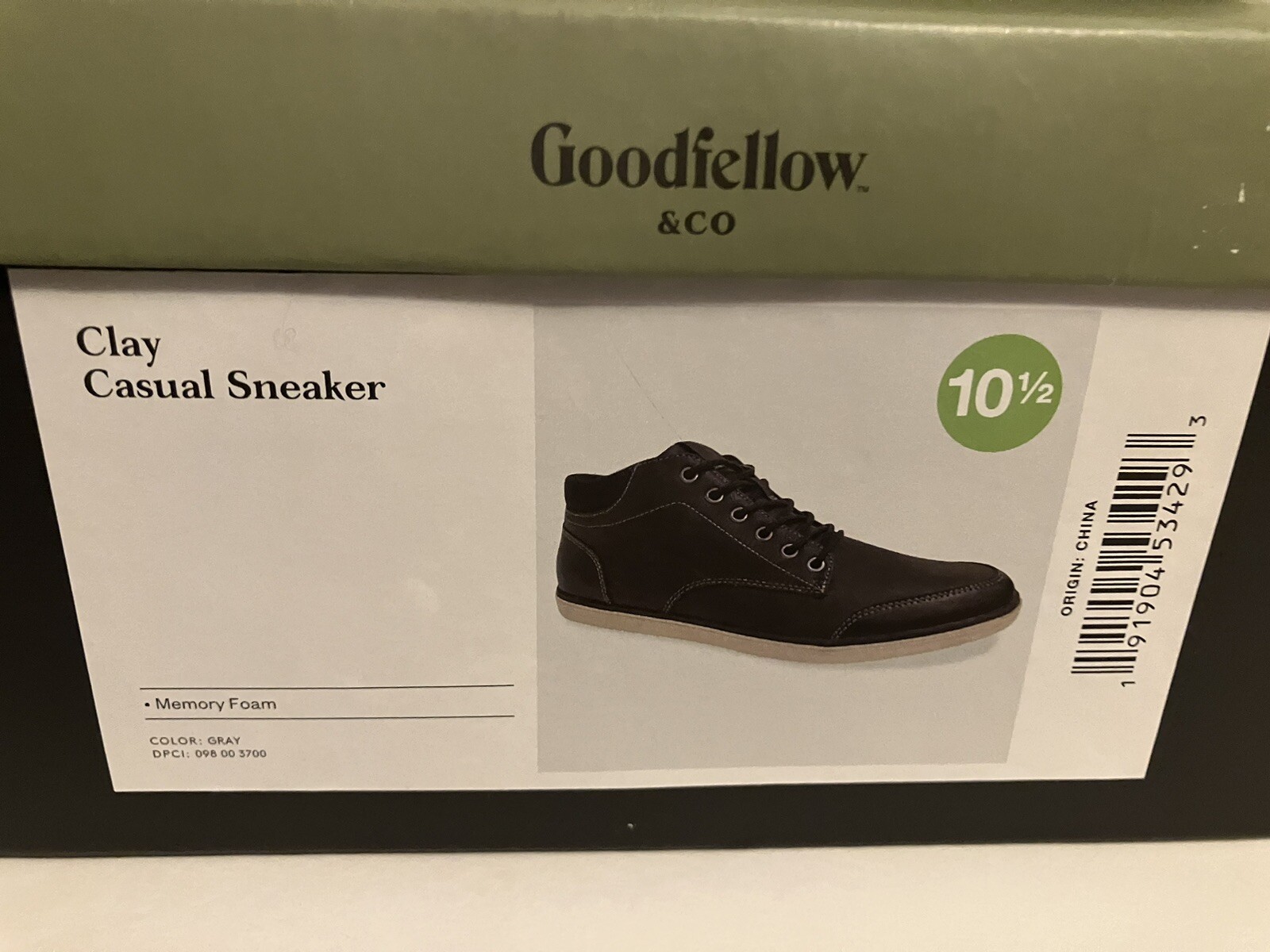 GOODFELLOW & CO SNEAKERS Mens Clay Mid-Top Casual Memory Foam (GRAY) Size 10 1/2