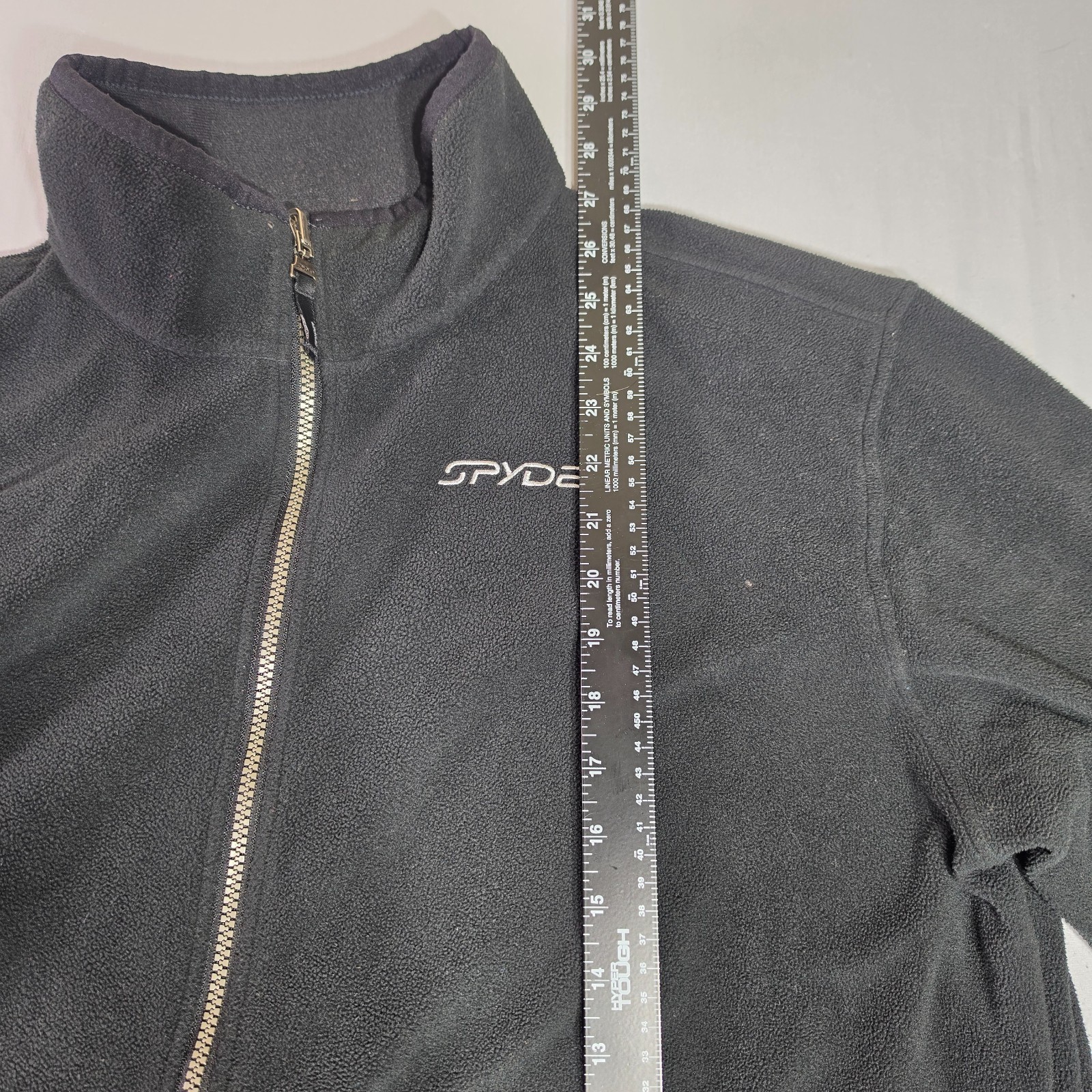 Spyder Jacket Mens X-Large Black Full Zip Pockets Fleece Jacket Stitched Logos