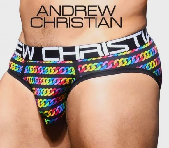 Andrew Christian Pride Chain Brief – 91863 – Multicolor: Small, Medium & Large