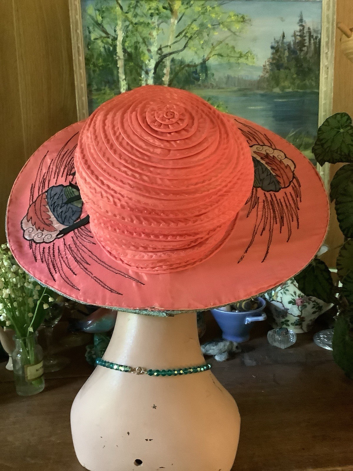 Vintage Antique 1900’s Fabulous JAS G JOHNSON CO Wide Brim HAT One Of A Kind