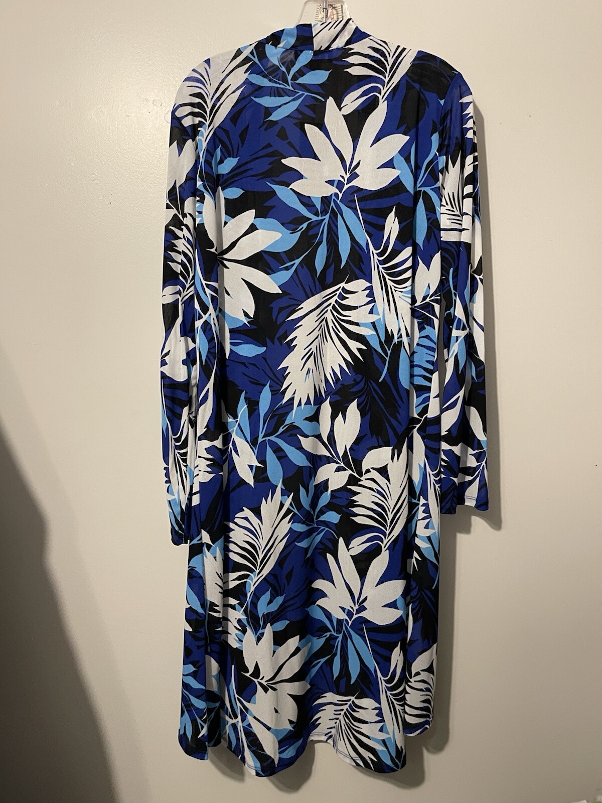 Slim Factor Women’s Duster Cover Up Blues Whites Black Sheer Any Season 1X NWT