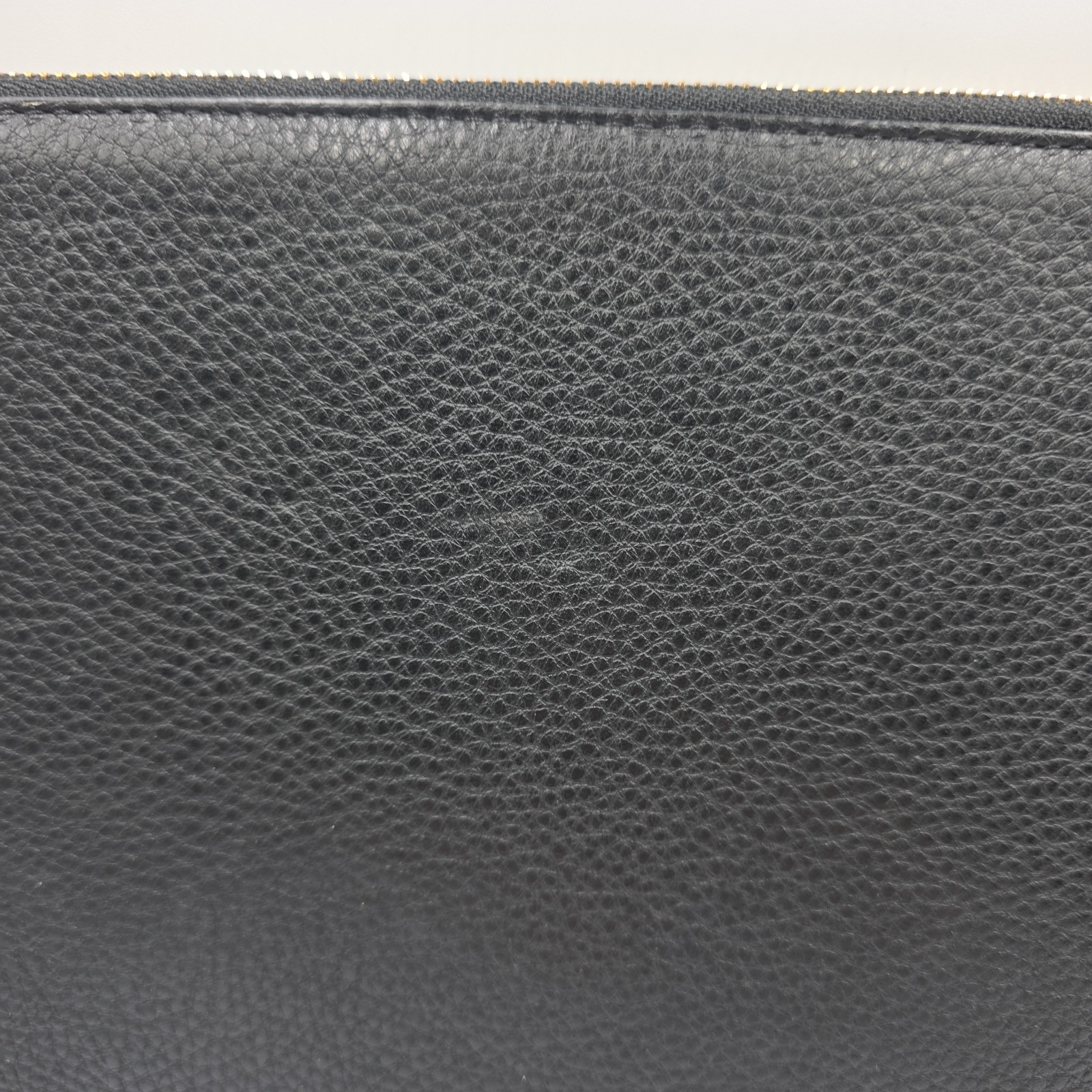 Coach Crosby Push Lock Black Pebbled Leather Zip Top Pouch Bag Document Table