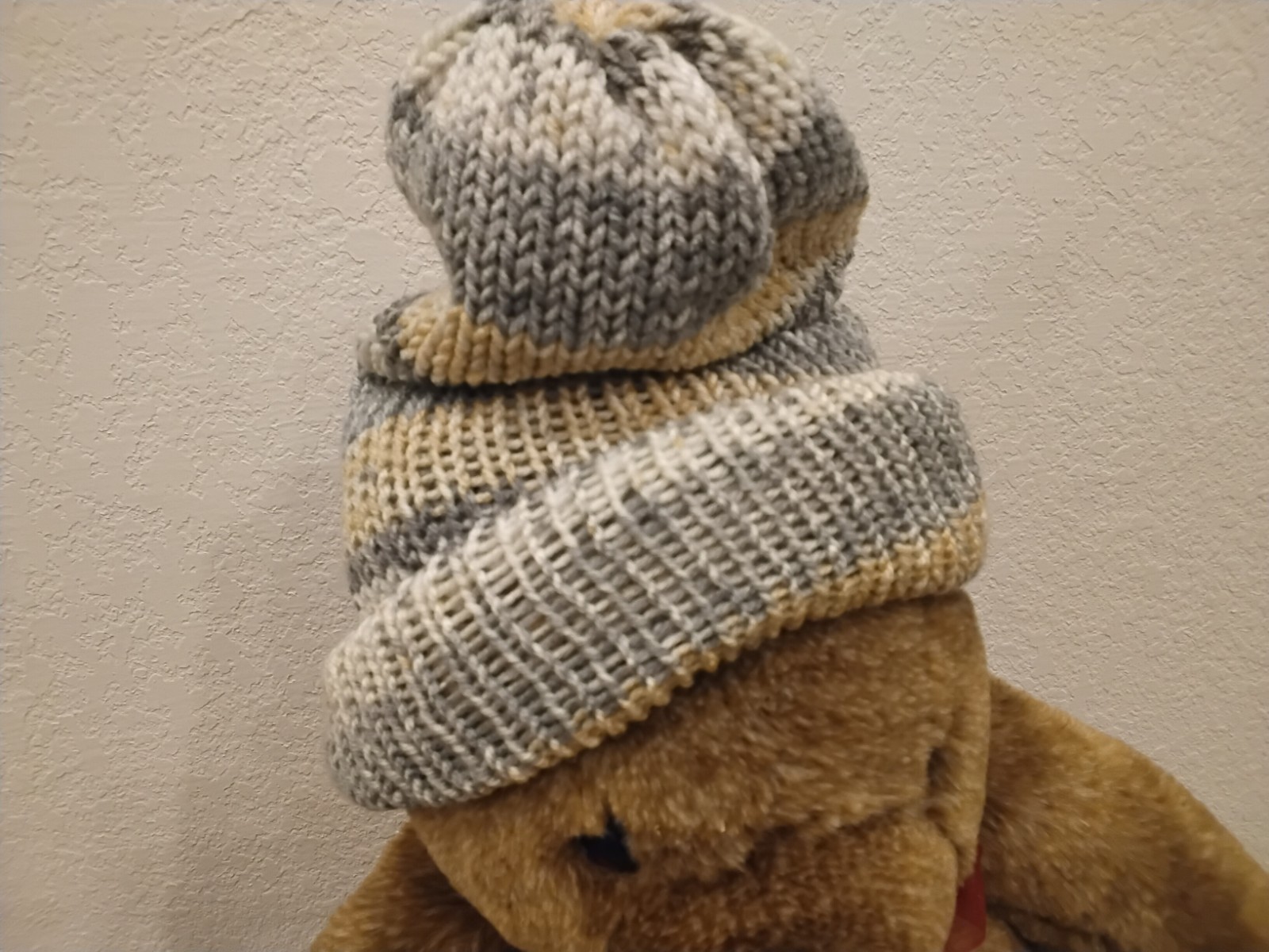 Warm Winter Reversible 2-layer Slouch Hat Beanie Gray, Tan, Large, One Size