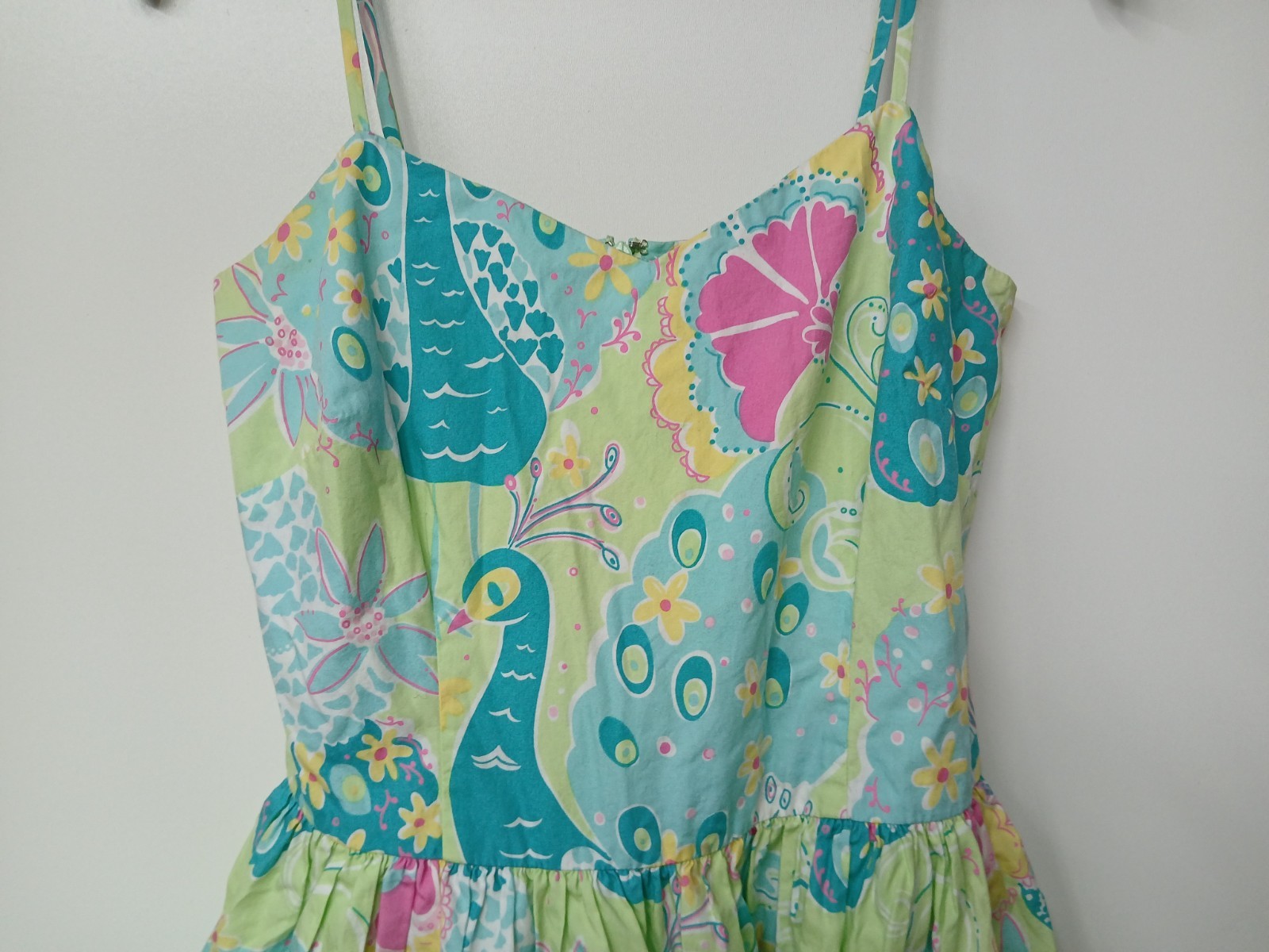 Vintage Women Lilly Pulitzer White Label Southern Belle Peacock Dress Size 2