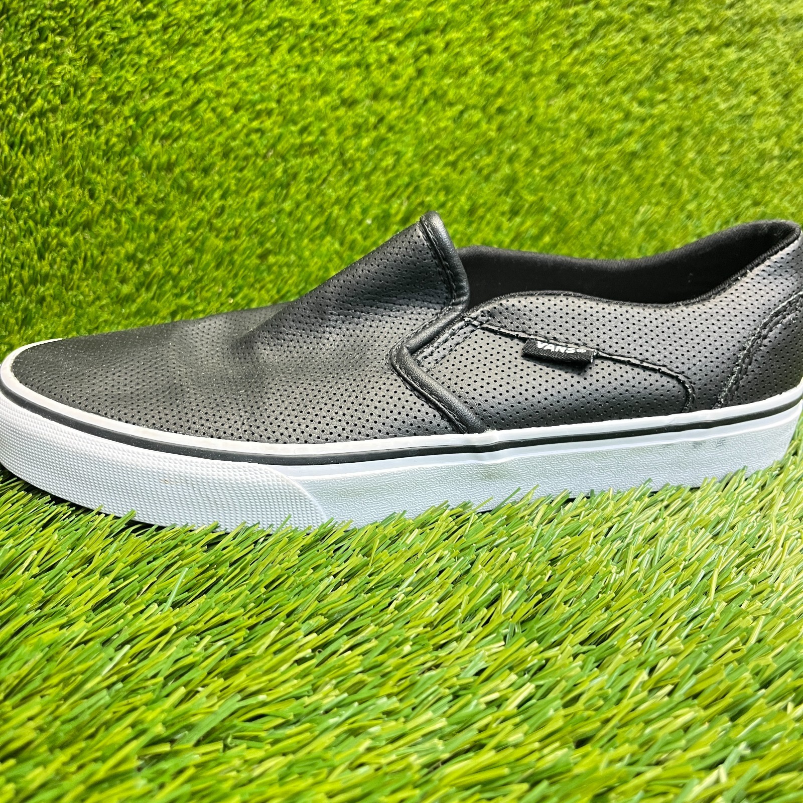 Vans Asher Slip-On Womens Size 9.5 Black Athletic Walking Skate Shoes Sneakers