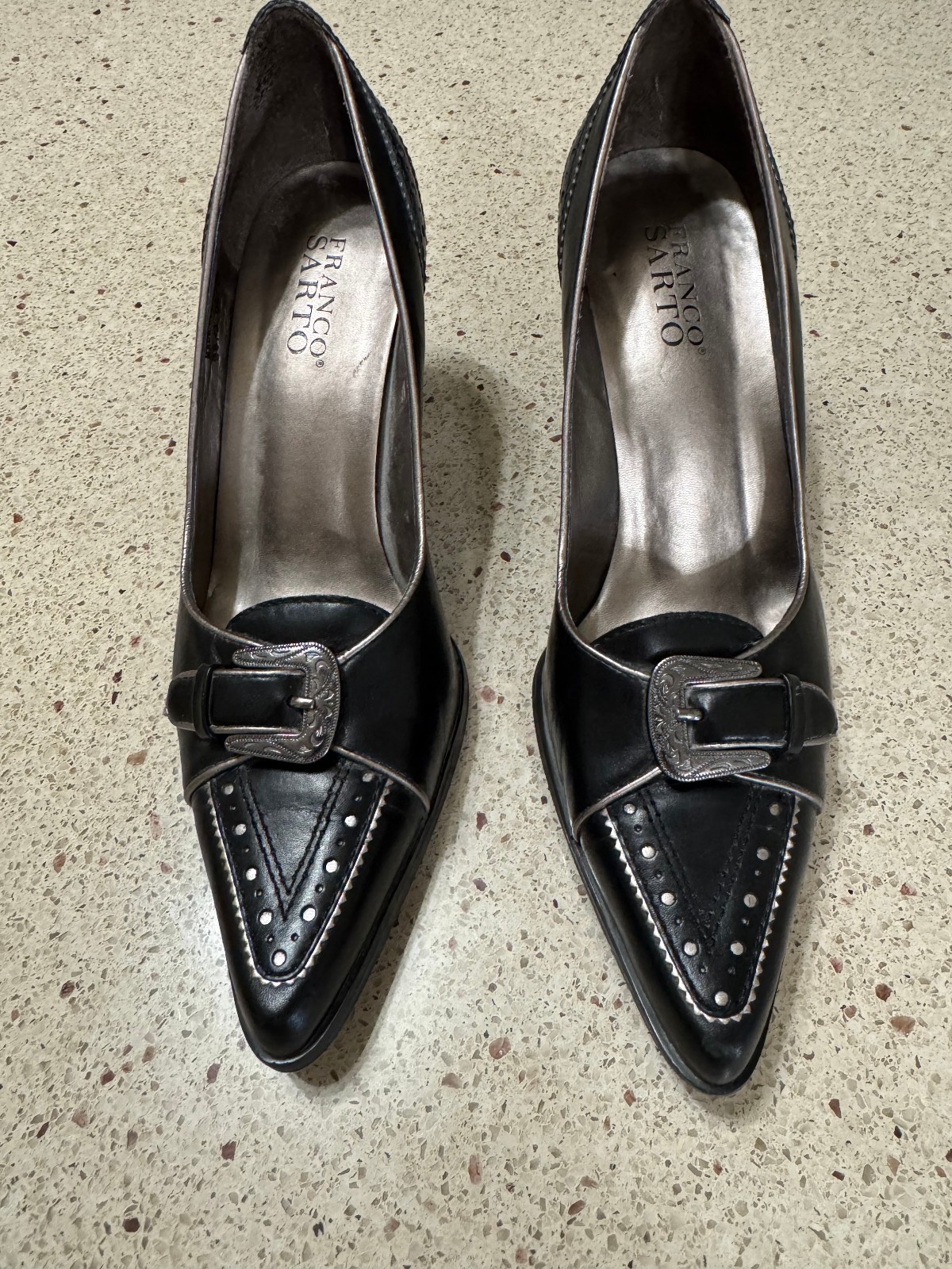 Franco Sarto Womens Black Patent Leather Heel Shoes Size 8M