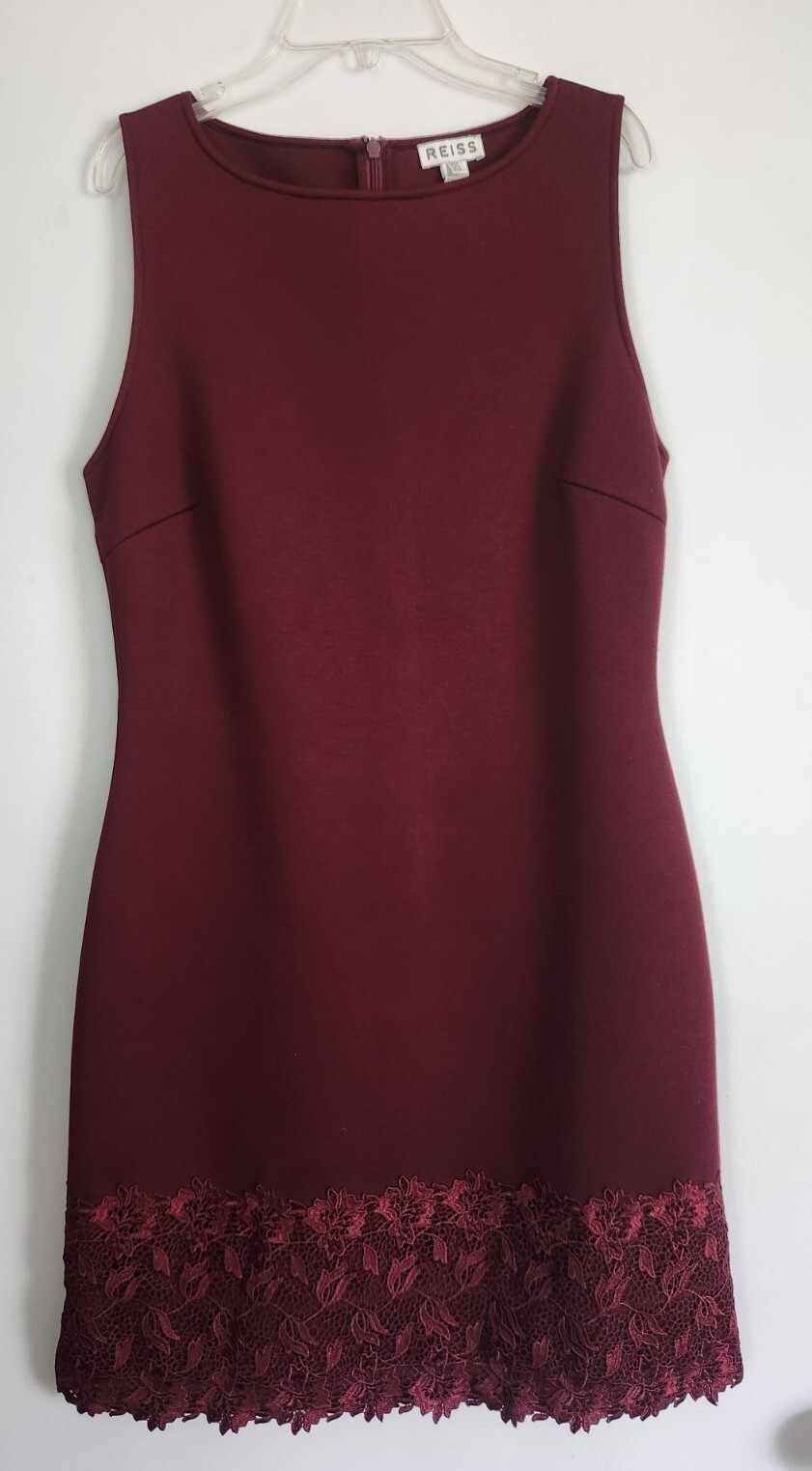 Reiss Womens Issy Dress Floral Lace Neoprene Red Size 8