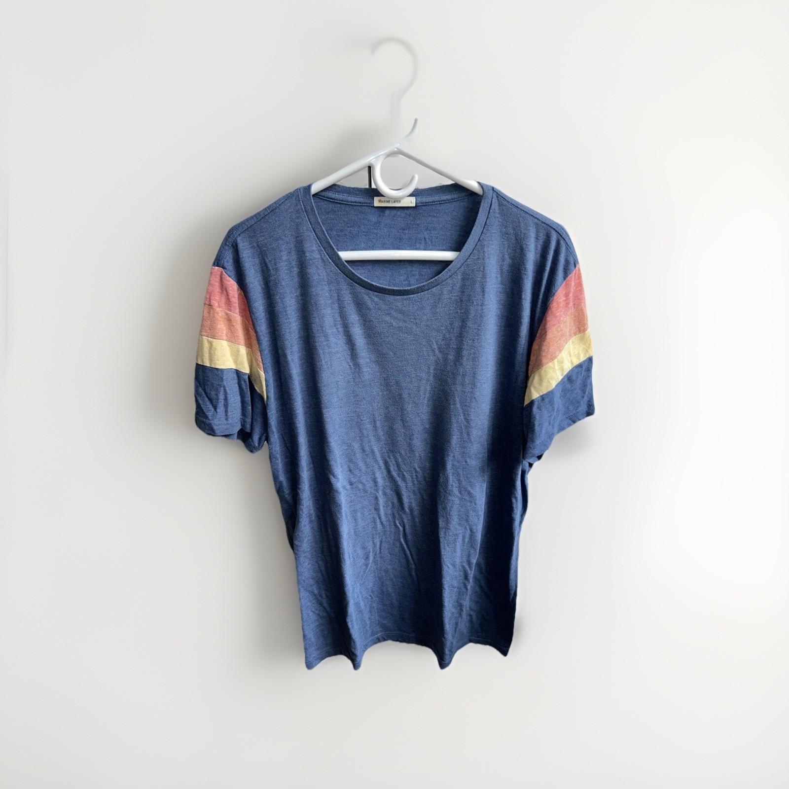 Marine Layer 1970s Style Stripe Sleeve T-Shirt Sz L Retro