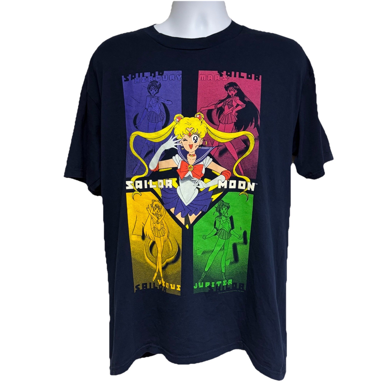 Vintage Sailor Moon & Scouts Graphic T-Shirt Size Large 1998 Manga Anime Toei