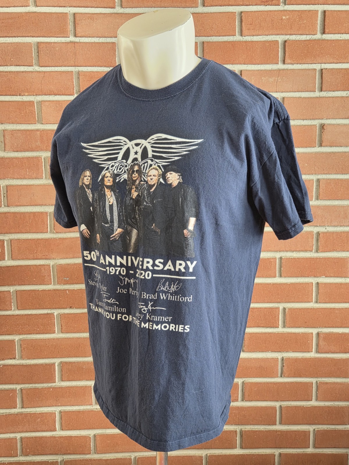 Aerosmith 50th Anniversary 1970-2020 Black Short Sleeve Crewneck T-Shirt Mens XL