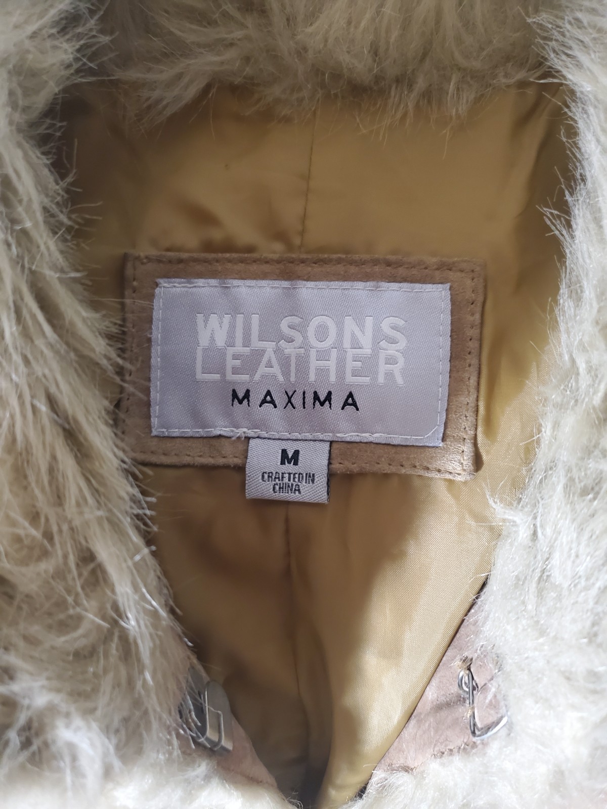 Vintage 90’s Wilsons Leather Maxima Penny Lane Faux Fur Collar Leather Coat Lg