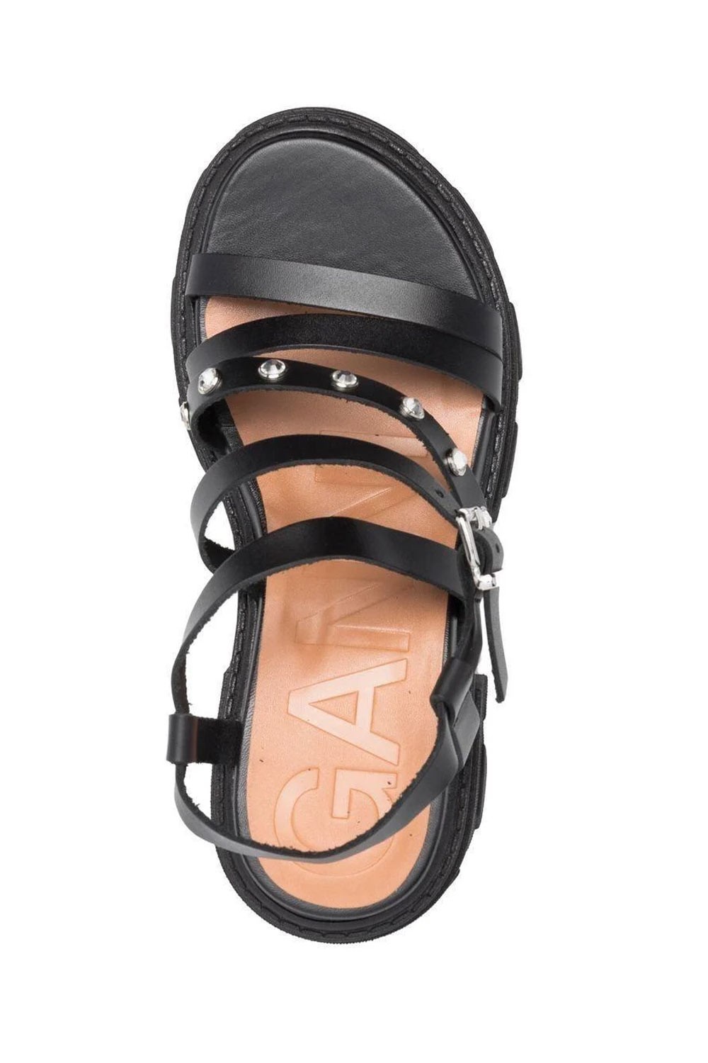Ganni Womens Cleated Strappy Block Heel Sandals 39 Black – NIB $475