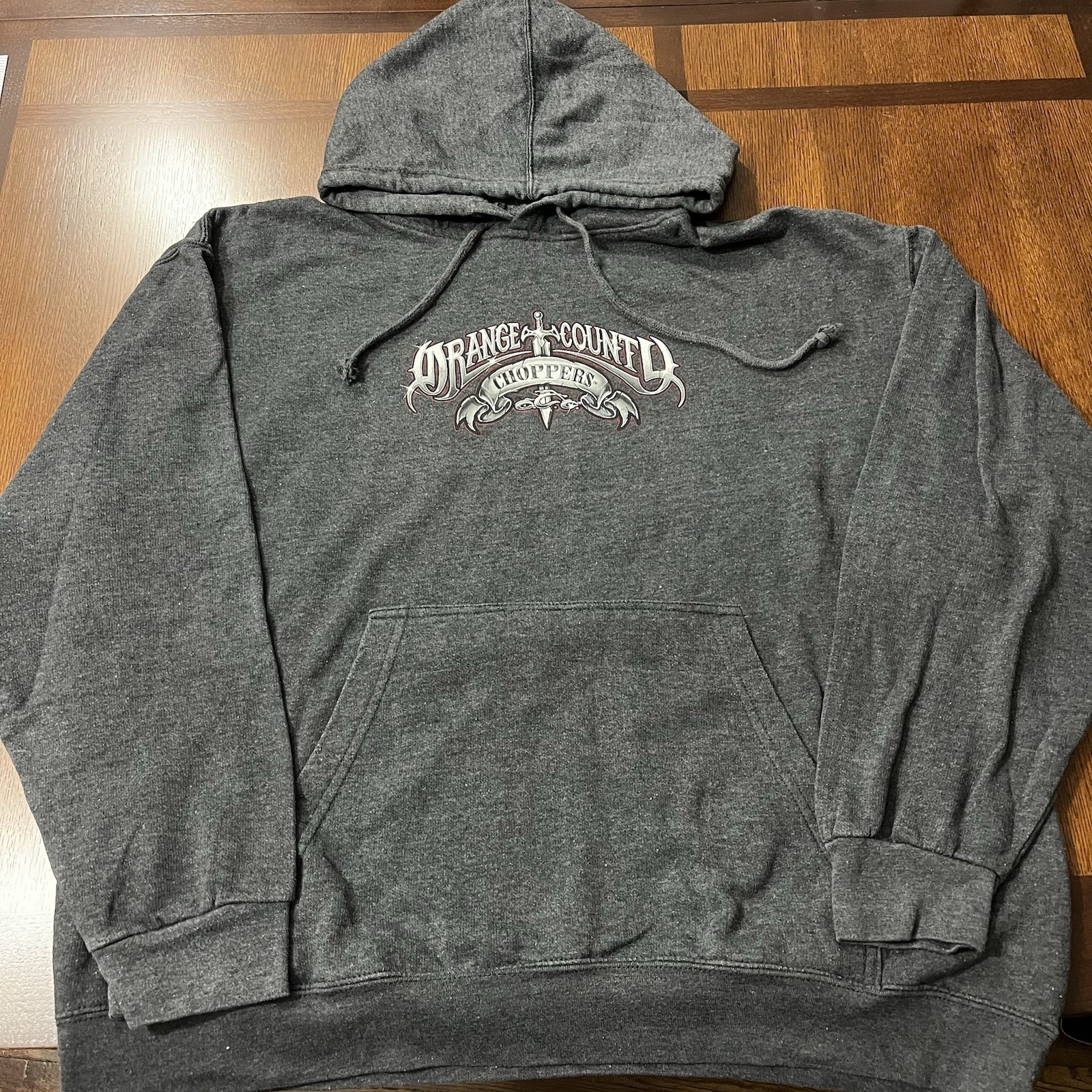 Y2K Orange County Choppers Hoodie Sweatshirt Cyber Sword Goth Spider Boxy L/XL