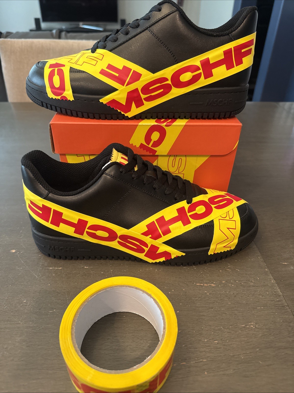 MSCHF Limited Edition TAP3 Black and Yellow Shoes Size 9 Medium