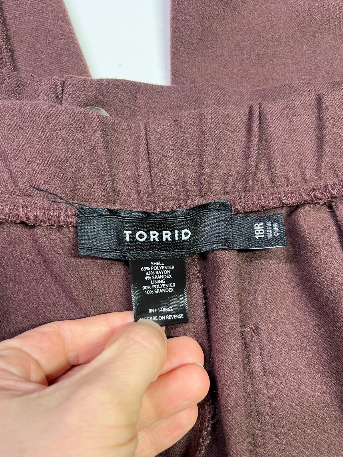 Torrid Size 18R Maroon Relaxed Straight Leg Brushed Twill High-Rise Pant