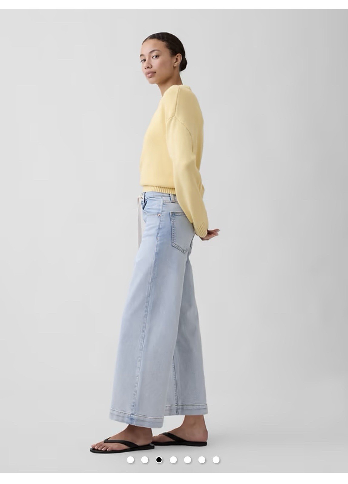 GAP High Rise Drawstring Wide Leg Crop Light Wash Jeans 2/26R NWT