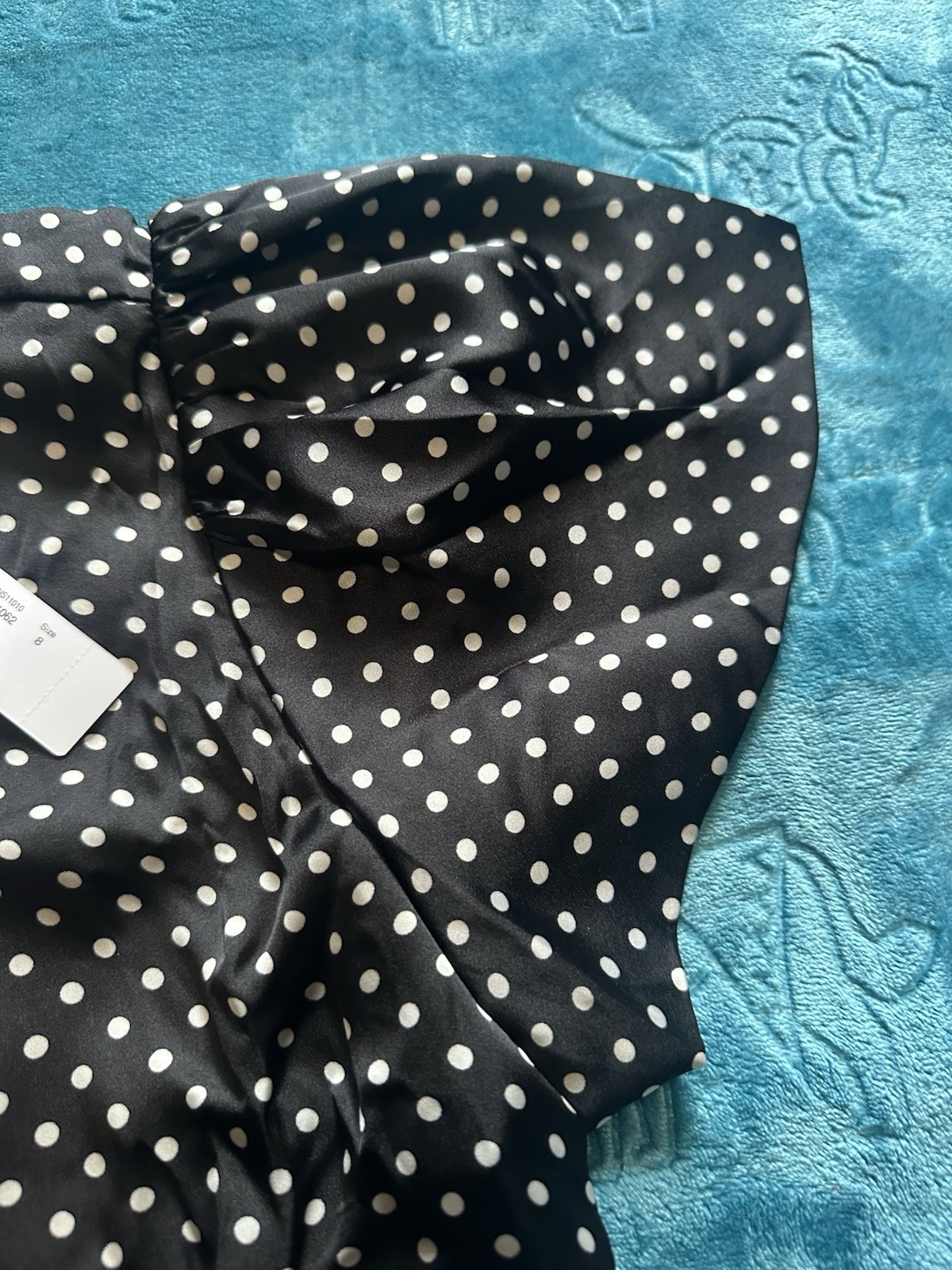 J.CREW Black/White Polka Dot Puff Short Sleeve Round Neck Blouse Women’s 8
