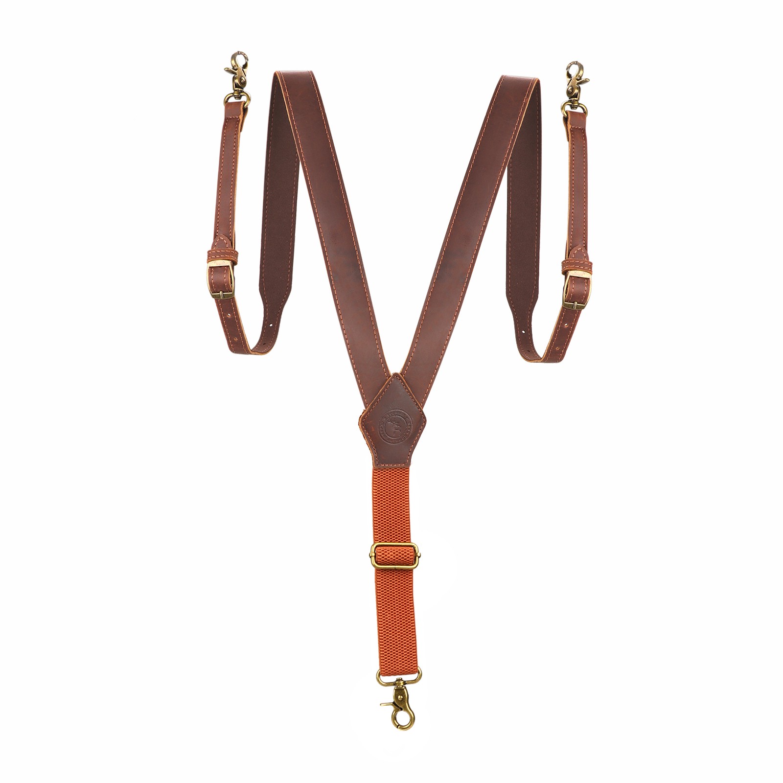 Tourbon Men’s Suspenders Y Back Adjustable Leather Y-Shaped 3 Hooks Pants Braces