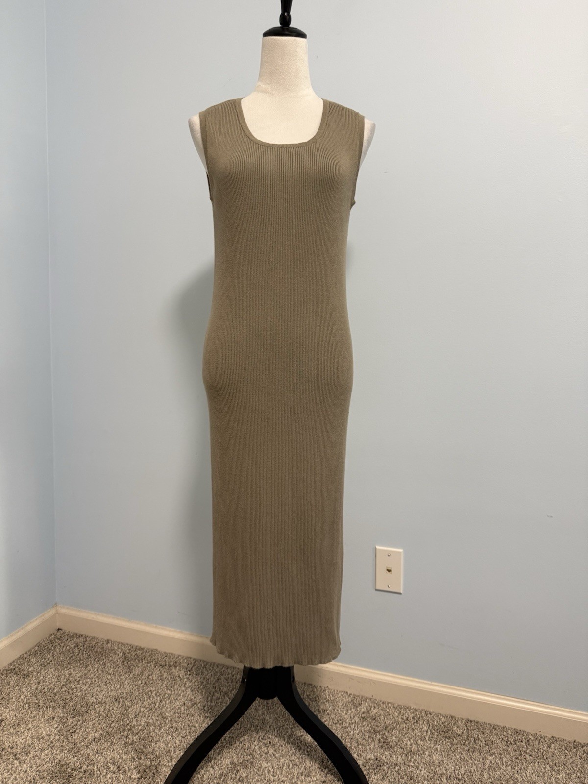 Magaschoni Women’s Ribbed Knit Green Tank Dress Size XL