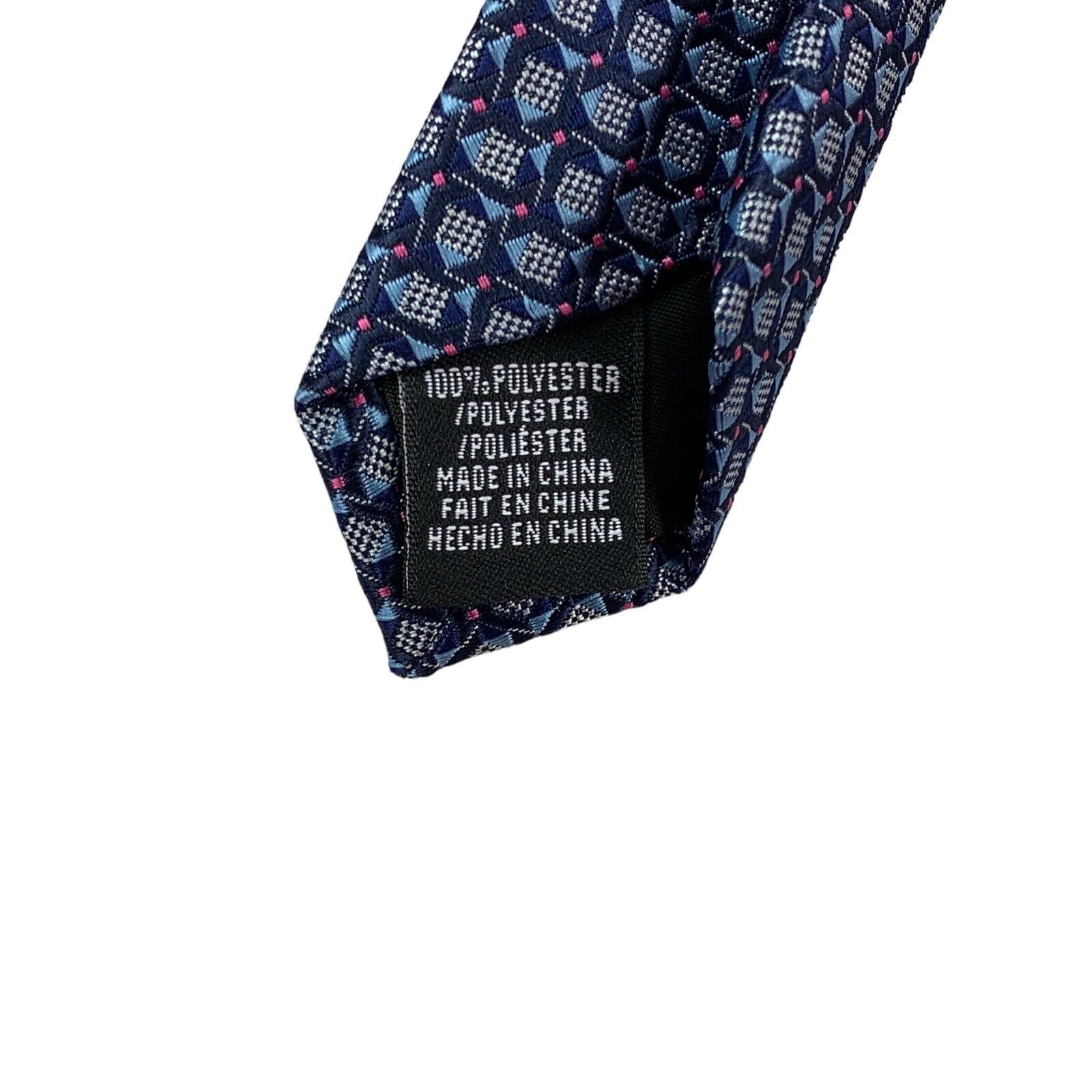 Perry Ellis Mens Cavert Geo Print Neck Tie Blue Pink 3 1/8″