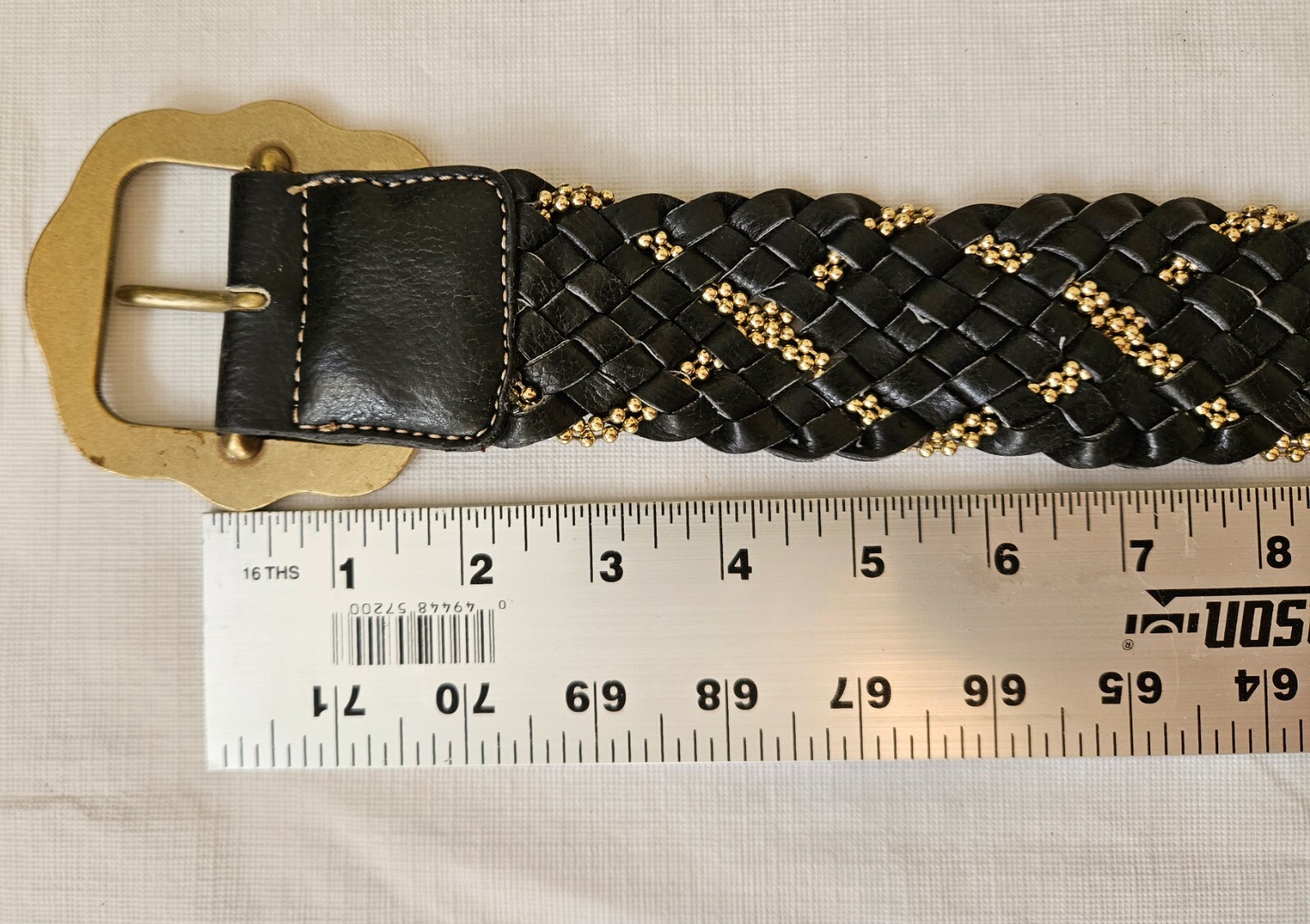 Kathy Van Zeeland Belt Black Woven Bead Man Made Material Design Large