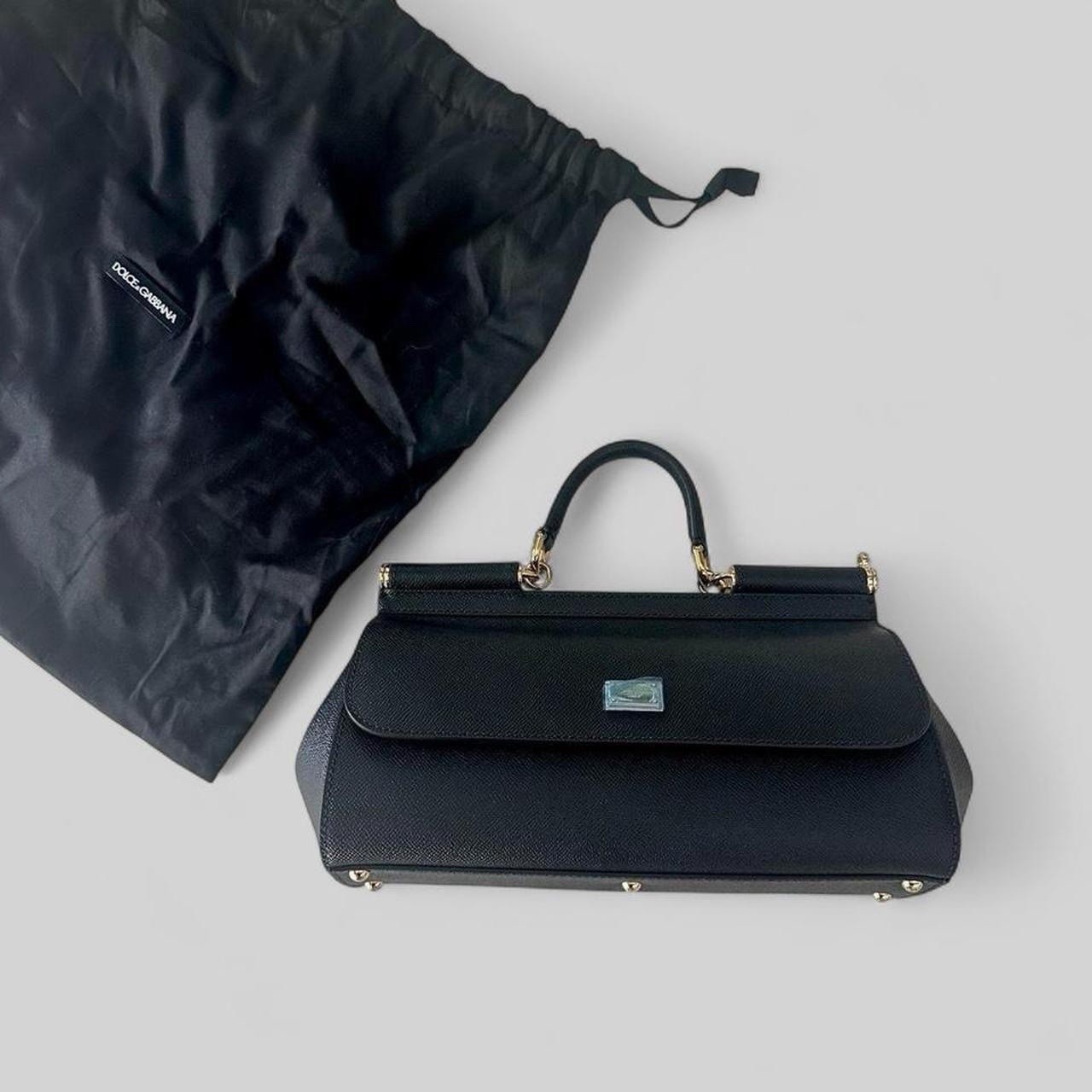 Dolce&Gabbana Sicily Medium Black Top Handle Bag Detachable Strap Dust Bag