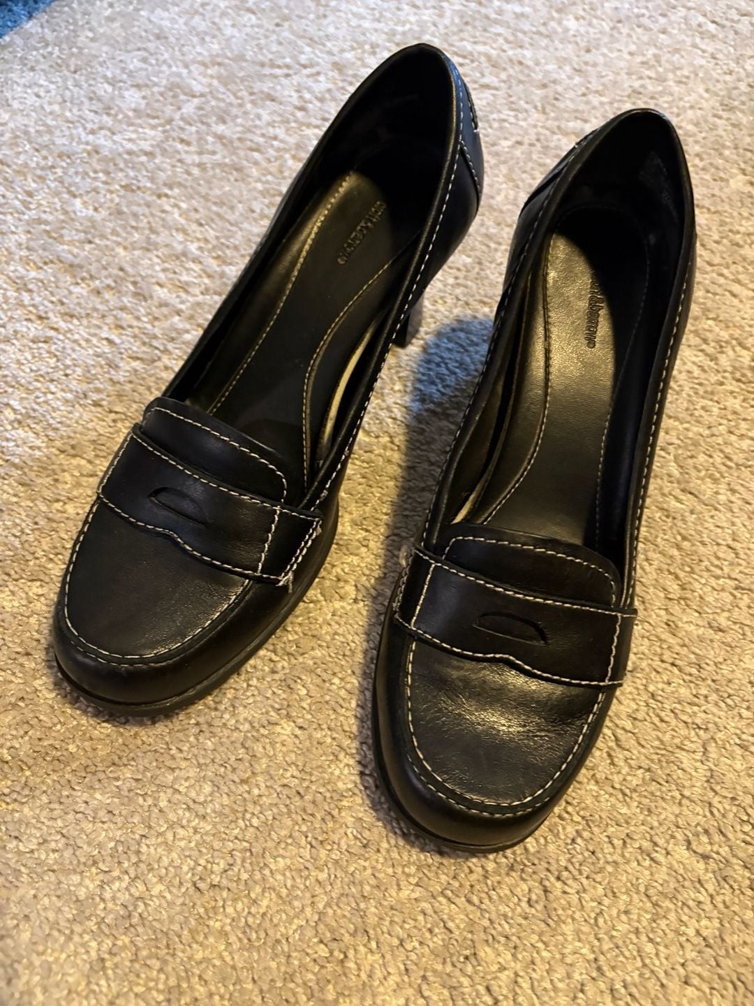 Vintage Y2K Croft & Barrow Black Leather Loafer Pump Heels